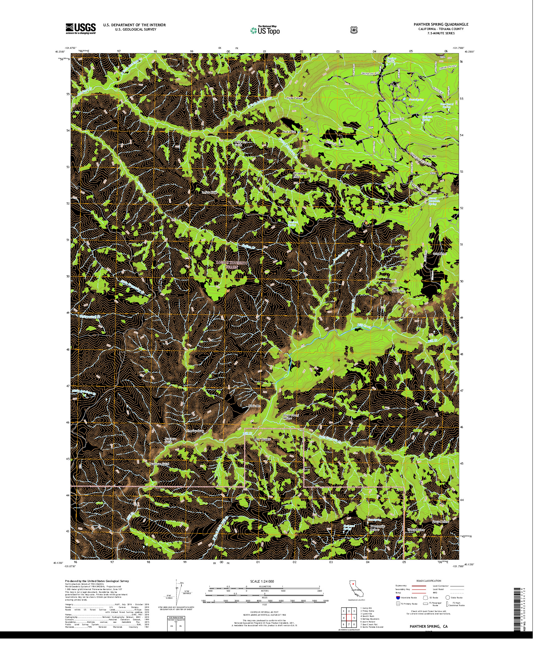 USGS US TOPO 7.5-MINUTE MAP FOR PANTHER SPRING, CA 2018