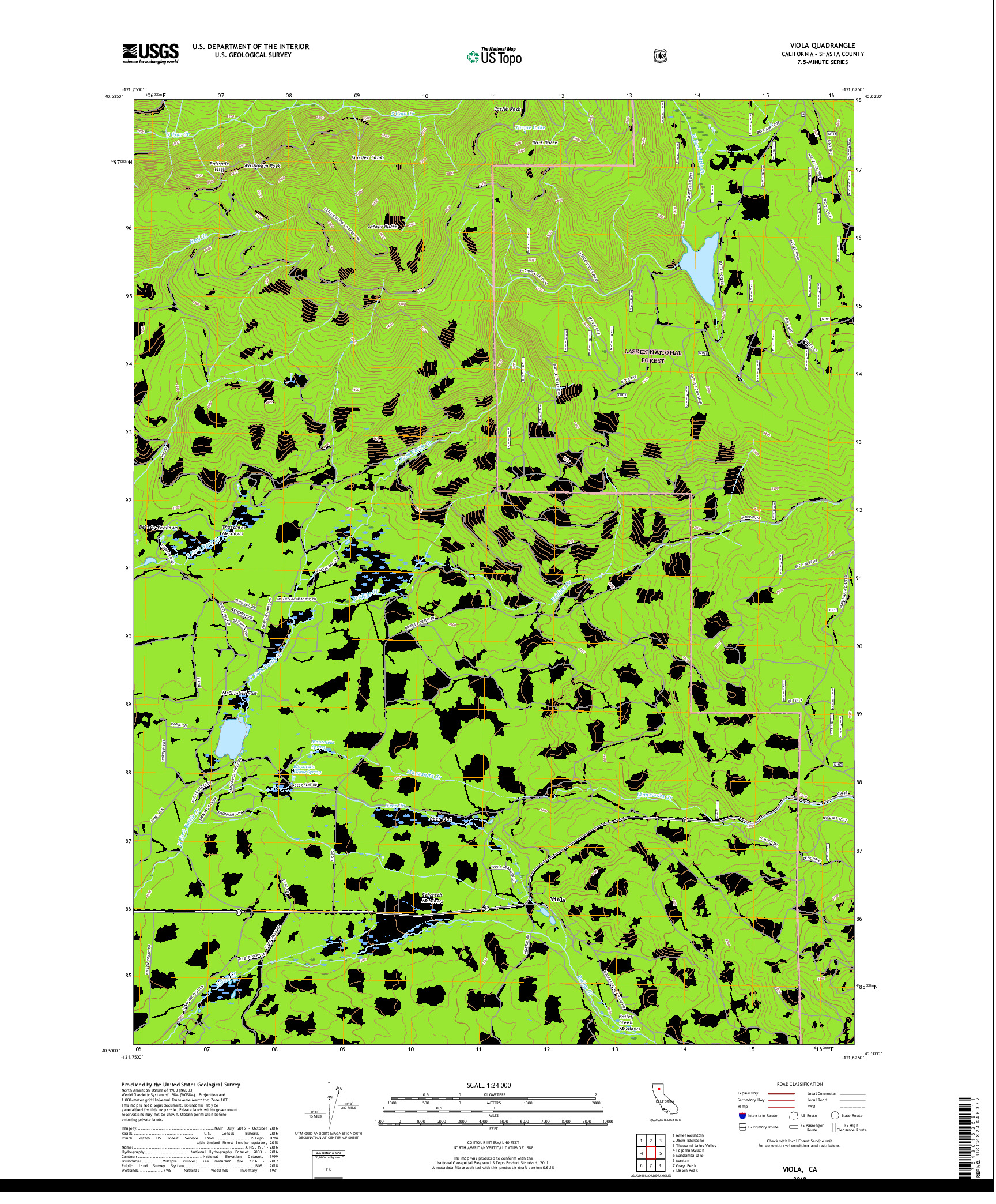 USGS US TOPO 7.5-MINUTE MAP FOR VIOLA, CA 2018