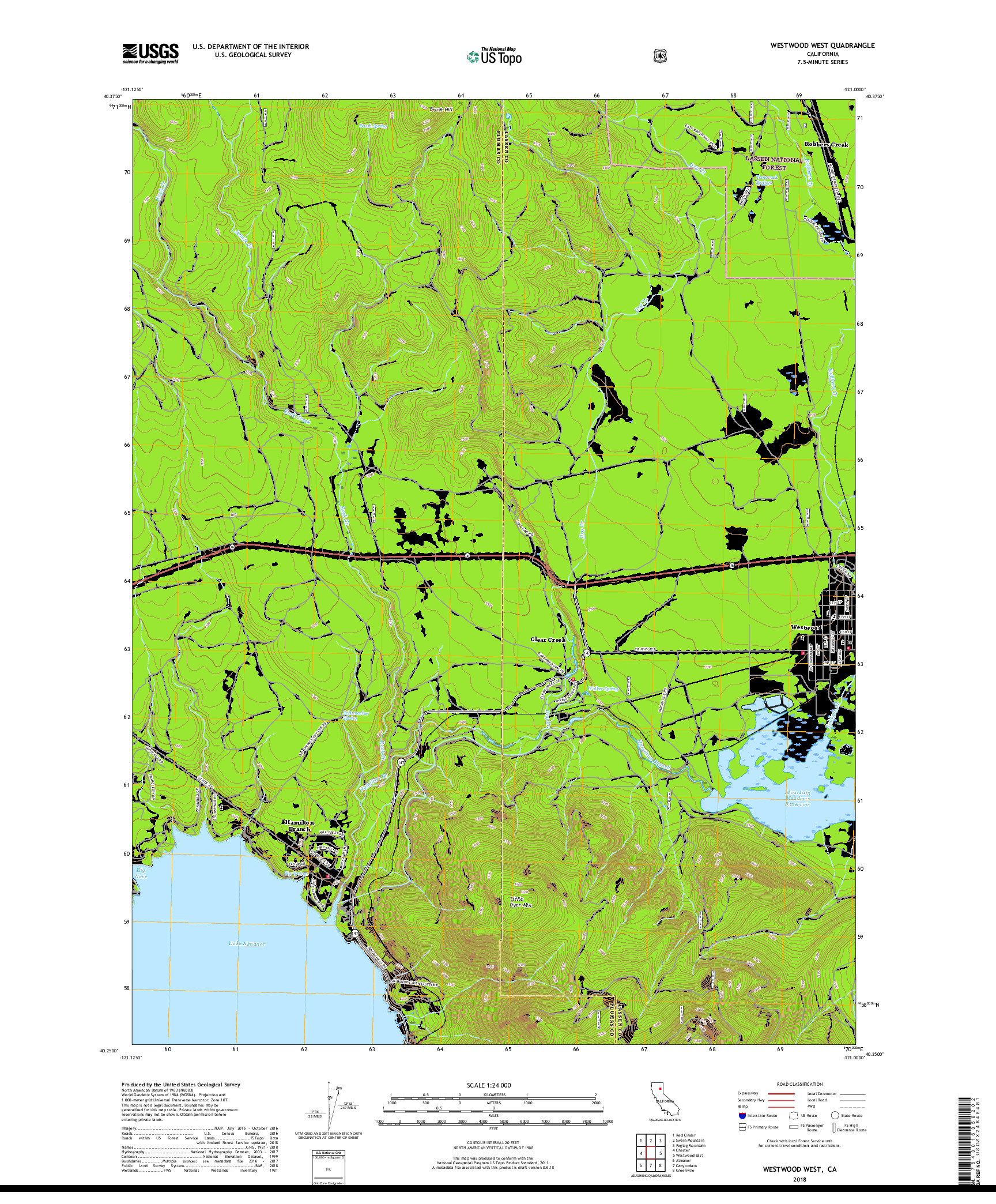 USGS US TOPO 7.5-MINUTE MAP FOR WESTWOOD WEST, CA 2018