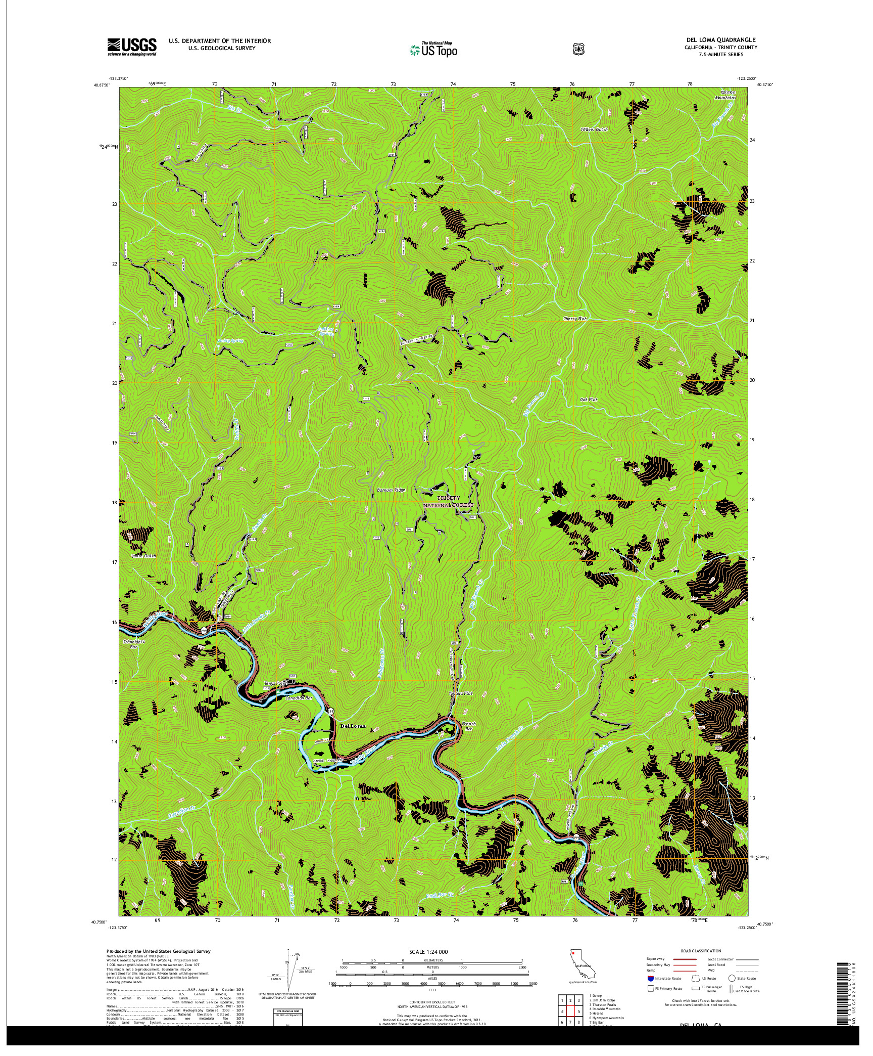 USGS US TOPO 7.5-MINUTE MAP FOR DEL LOMA, CA 2018