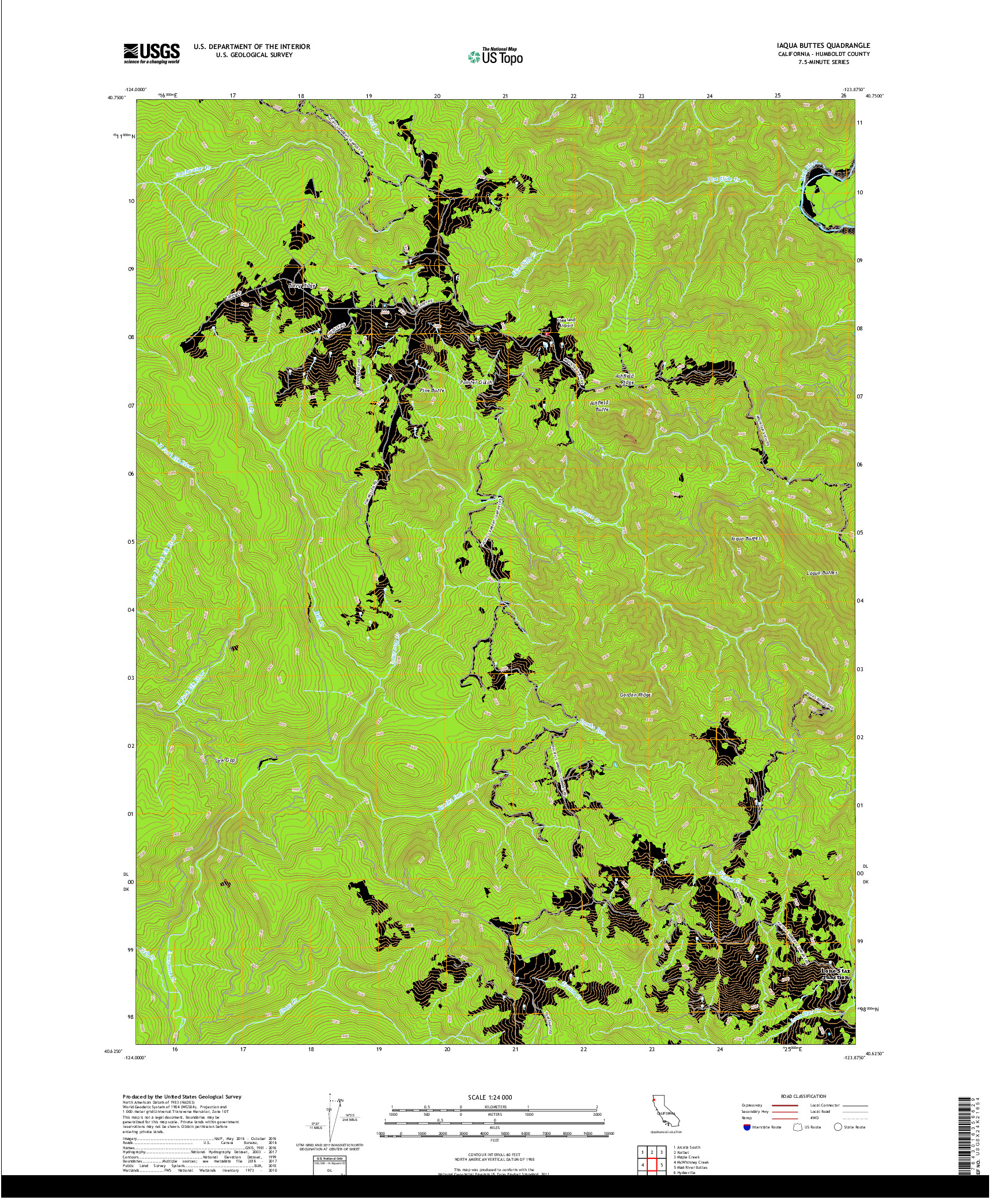 USGS US TOPO 7.5-MINUTE MAP FOR IAQUA BUTTES, CA 2018