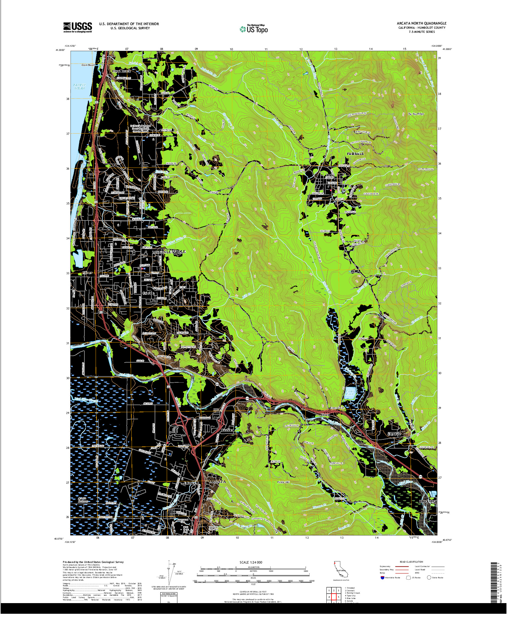 USGS US TOPO 7.5-MINUTE MAP FOR ARCATA NORTH, CA 2018