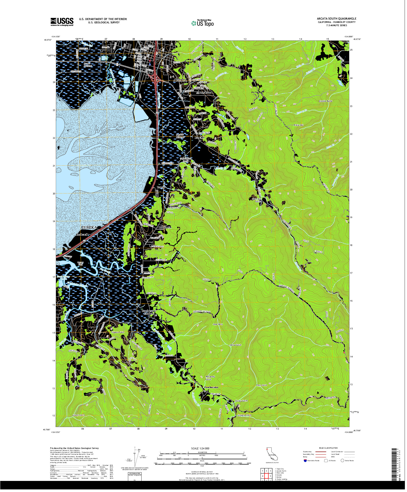 USGS US TOPO 7.5-MINUTE MAP FOR ARCATA SOUTH, CA 2018