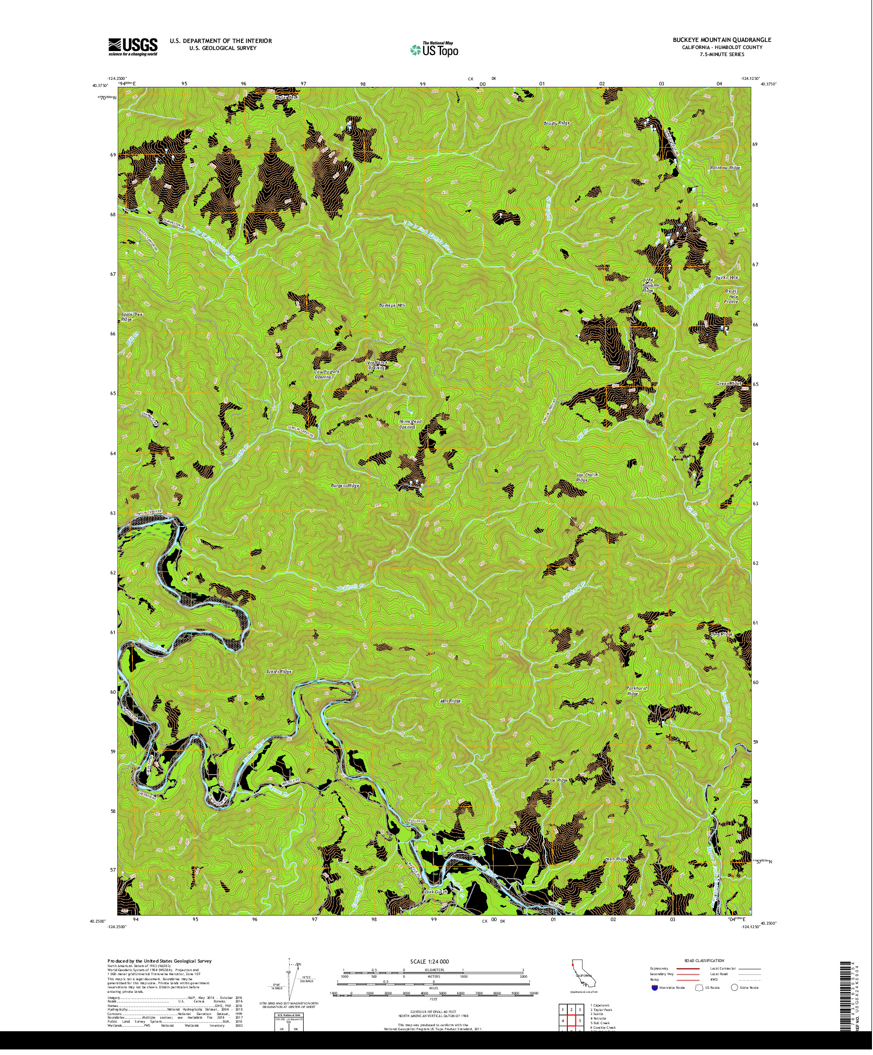 USGS US TOPO 7.5-MINUTE MAP FOR BUCKEYE MOUNTAIN, CA 2018