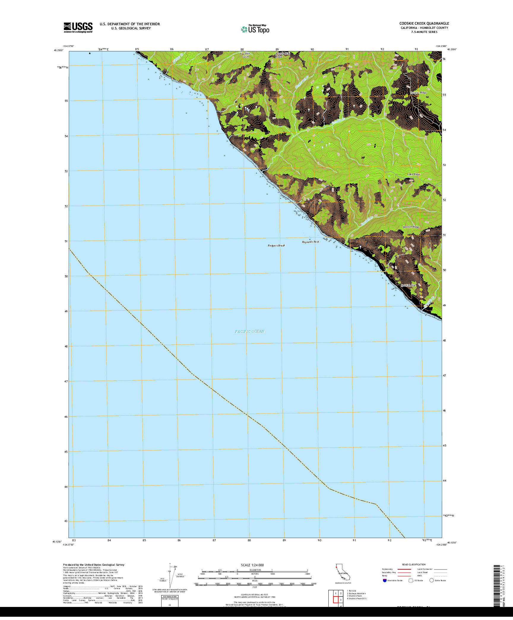 USGS US TOPO 7.5-MINUTE MAP FOR COOSKIE CREEK, CA 2018