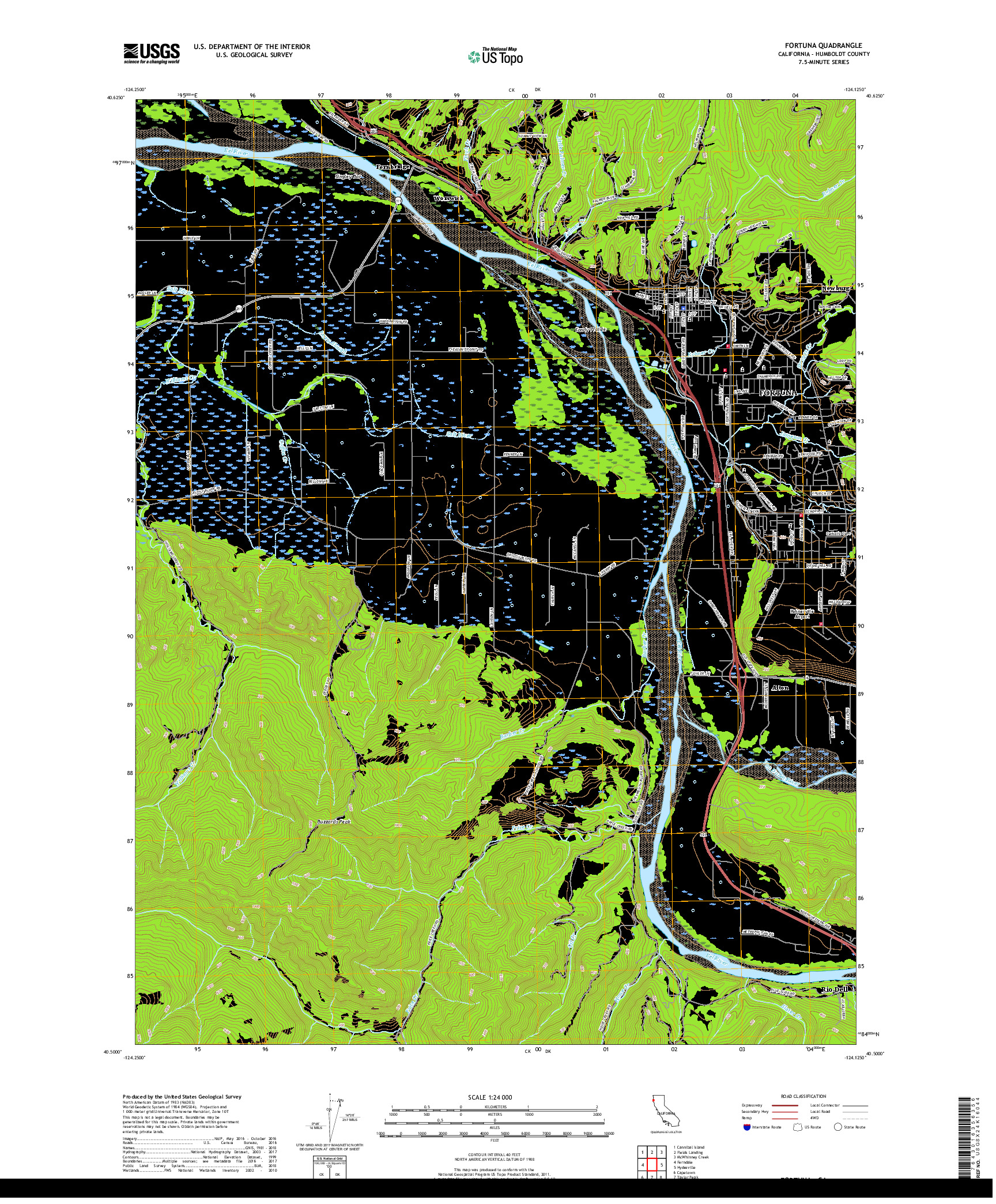 USGS US TOPO 7.5-MINUTE MAP FOR FORTUNA, CA 2018