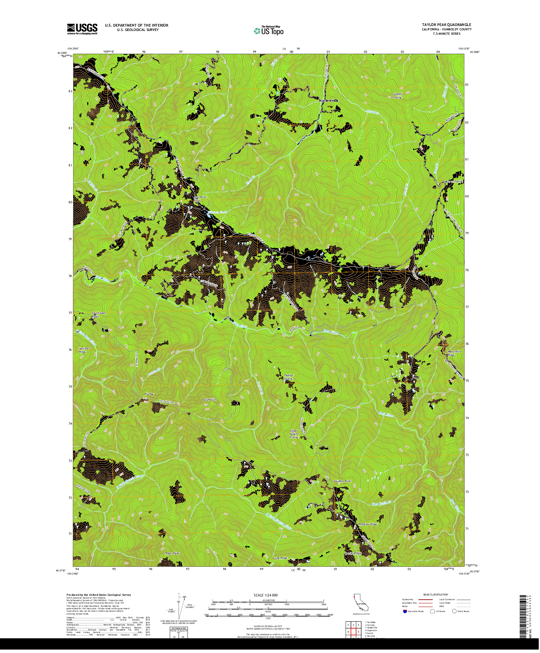 USGS US TOPO 7.5-MINUTE MAP FOR TAYLOR PEAK, CA 2018