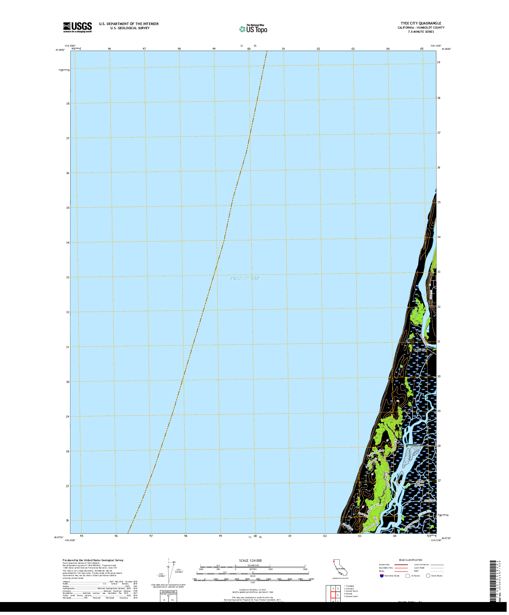 USGS US TOPO 7.5-MINUTE MAP FOR TYEE CITY, CA 2018