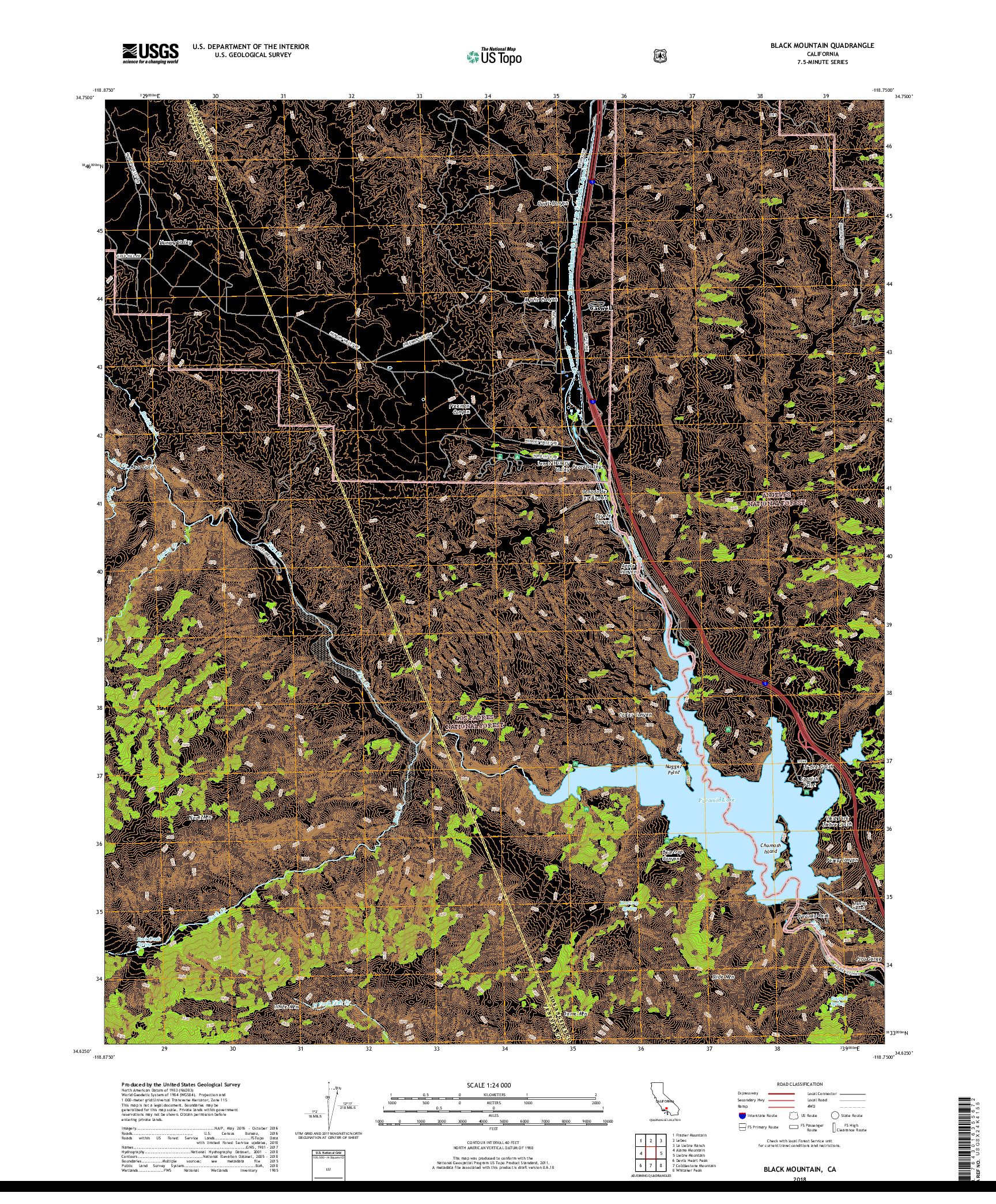 USGS US TOPO 7.5-MINUTE MAP FOR BLACK MOUNTAIN, CA 2018