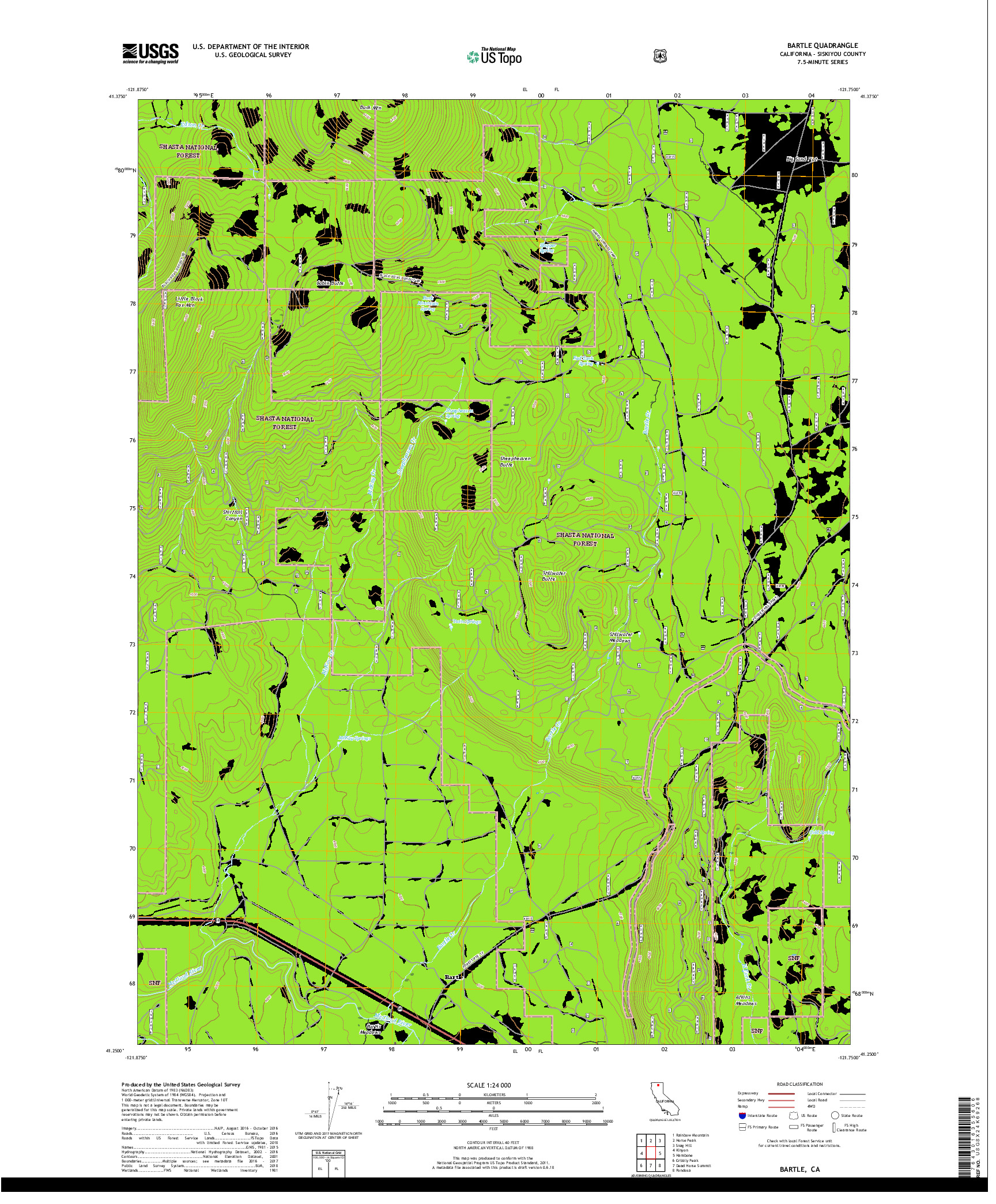 USGS US TOPO 7.5-MINUTE MAP FOR BARTLE, CA 2018