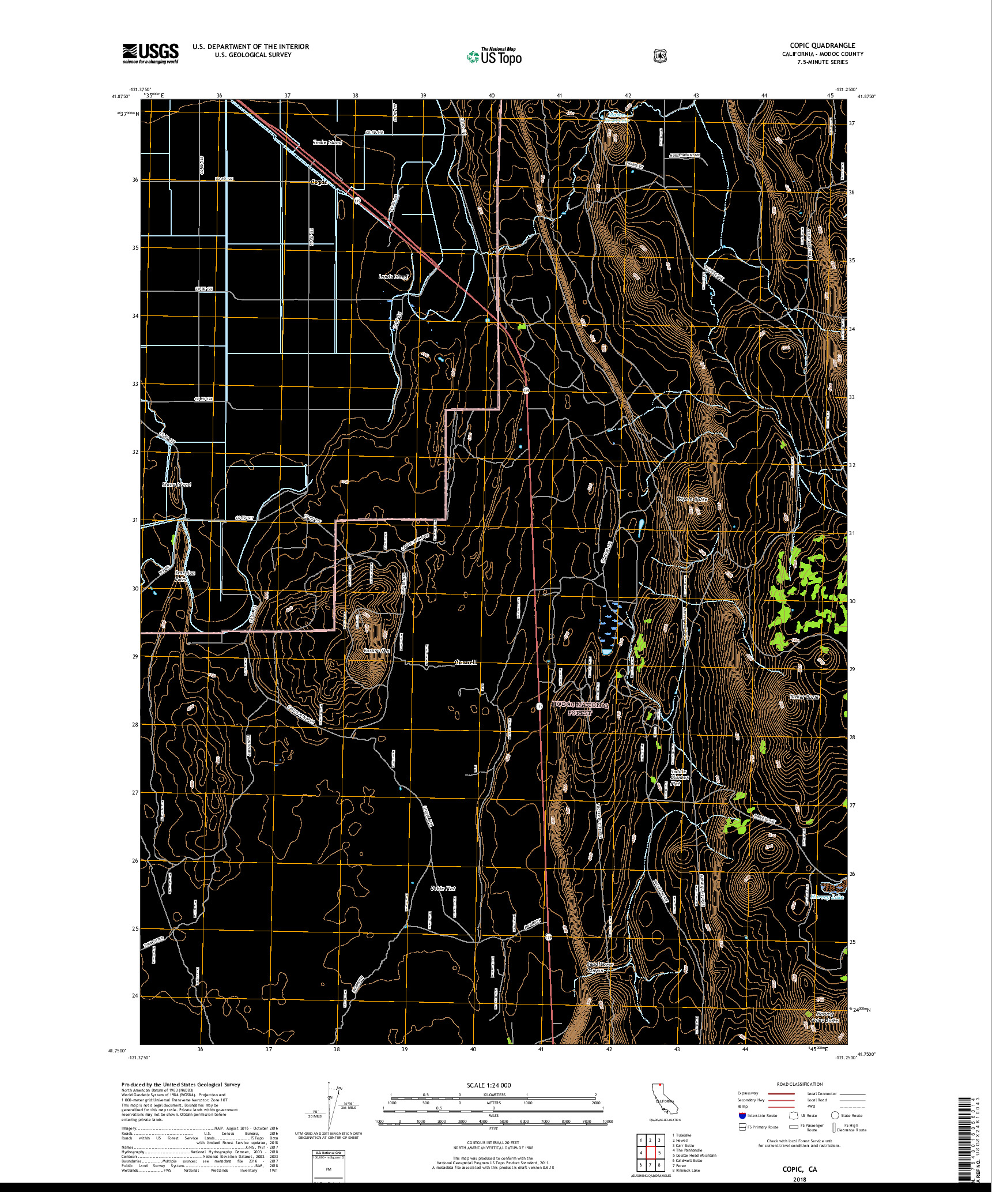 USGS US TOPO 7.5-MINUTE MAP FOR COPIC, CA 2018