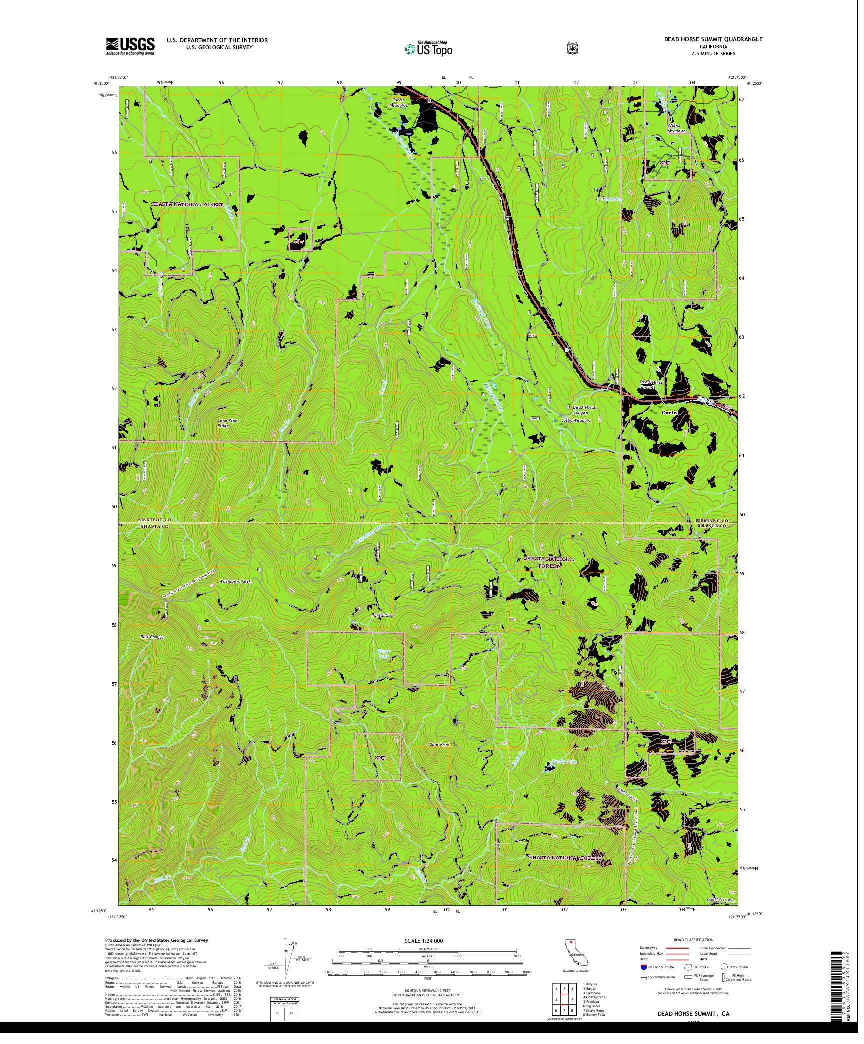 USGS US TOPO 7.5-MINUTE MAP FOR DEAD HORSE SUMMIT, CA 2018