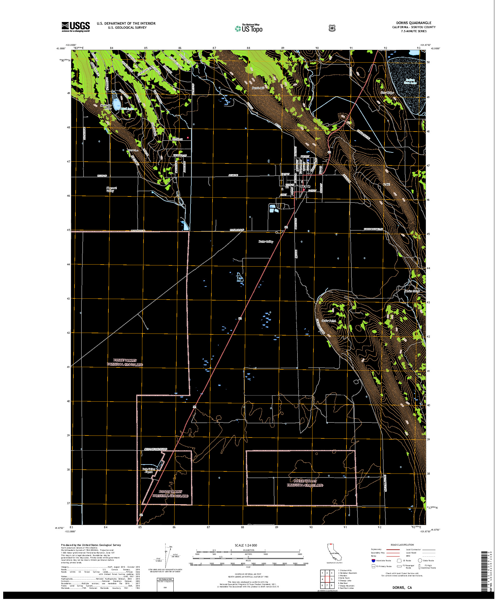 USGS US TOPO 7.5-MINUTE MAP FOR DORRIS, CA 2018