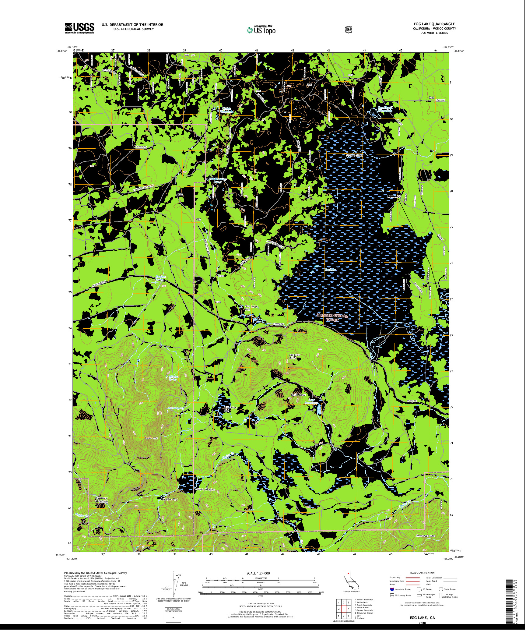 USGS US TOPO 7.5-MINUTE MAP FOR EGG LAKE, CA 2018