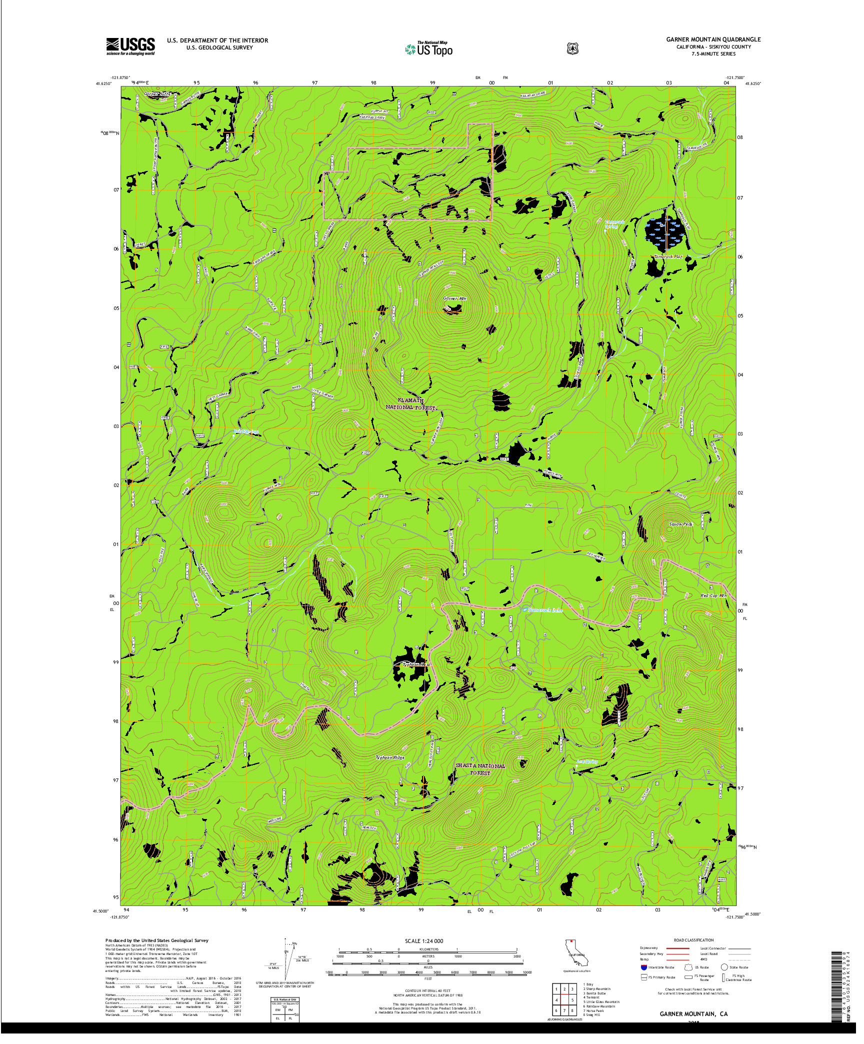 USGS US TOPO 7.5-MINUTE MAP FOR GARNER MOUNTAIN, CA 2018