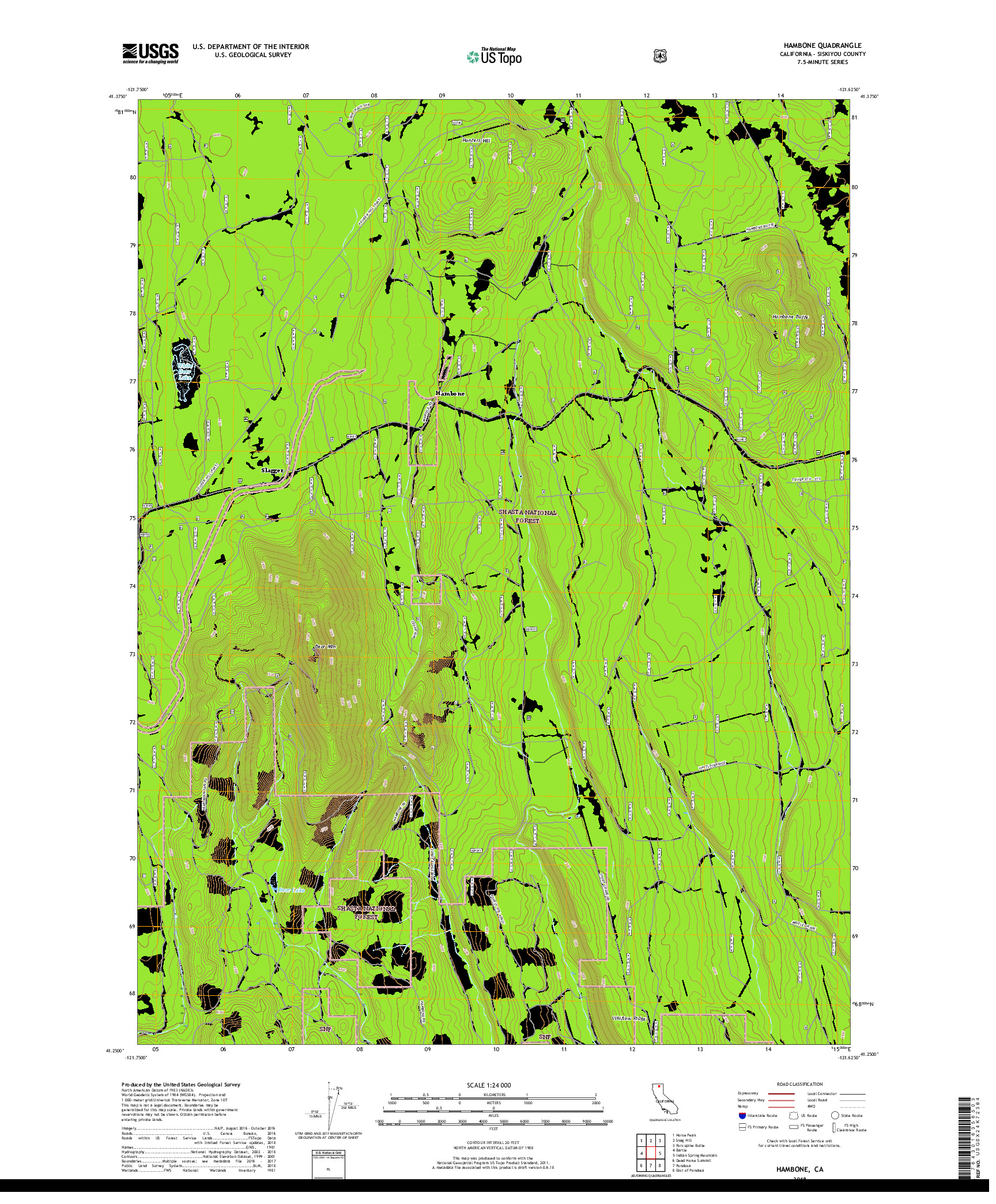 USGS US TOPO 7.5-MINUTE MAP FOR HAMBONE, CA 2018