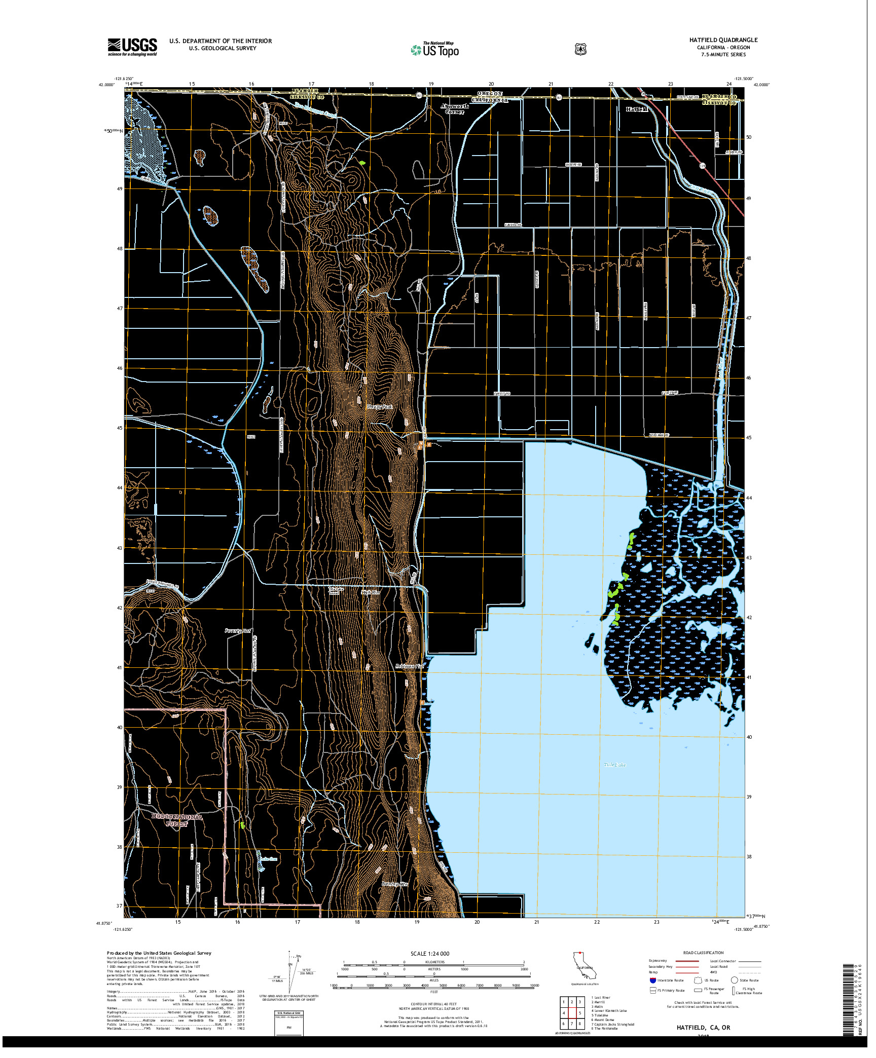 USGS US TOPO 7.5-MINUTE MAP FOR HATFIELD, CA,OR 2018