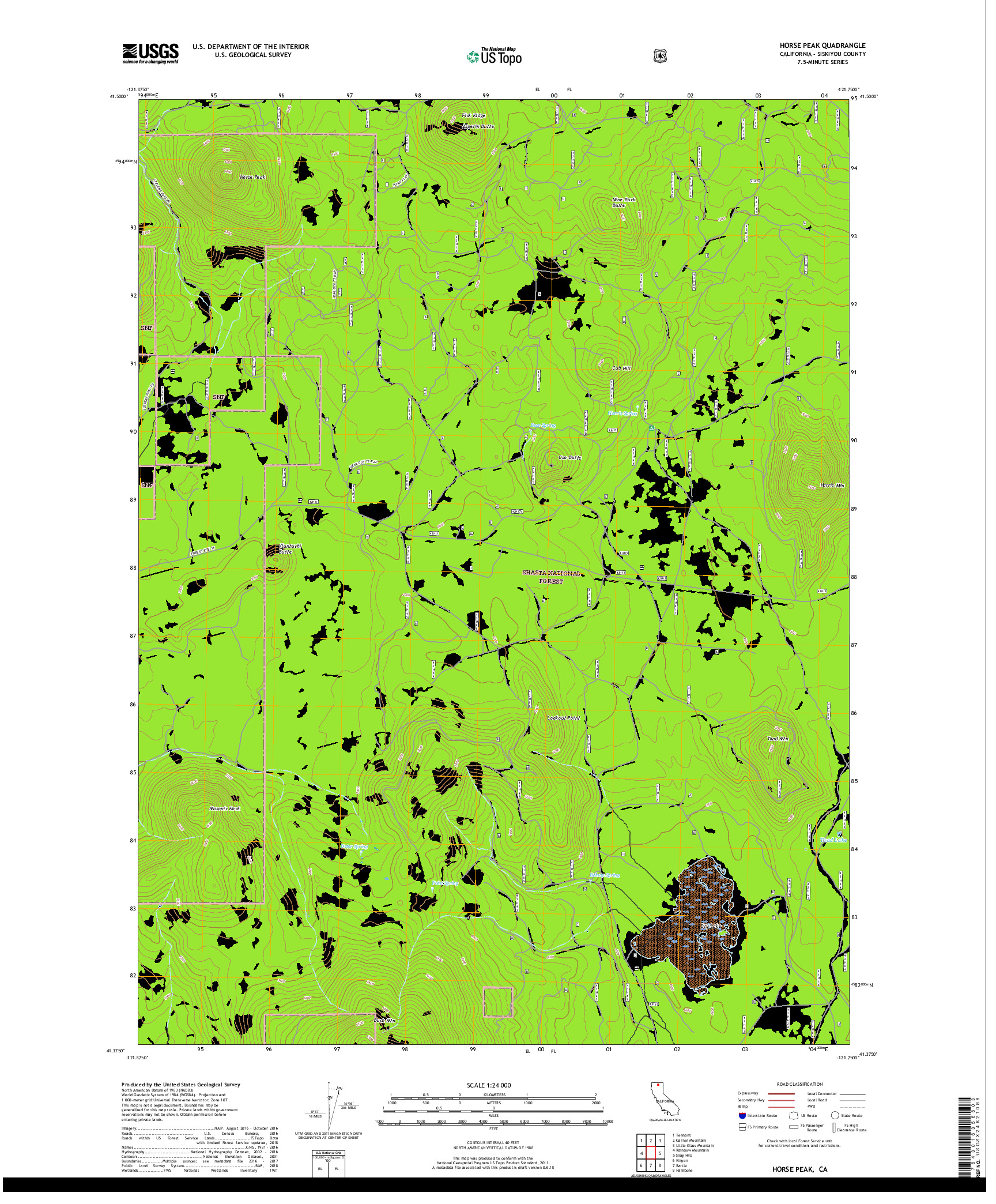 USGS US TOPO 7.5-MINUTE MAP FOR HORSE PEAK, CA 2018