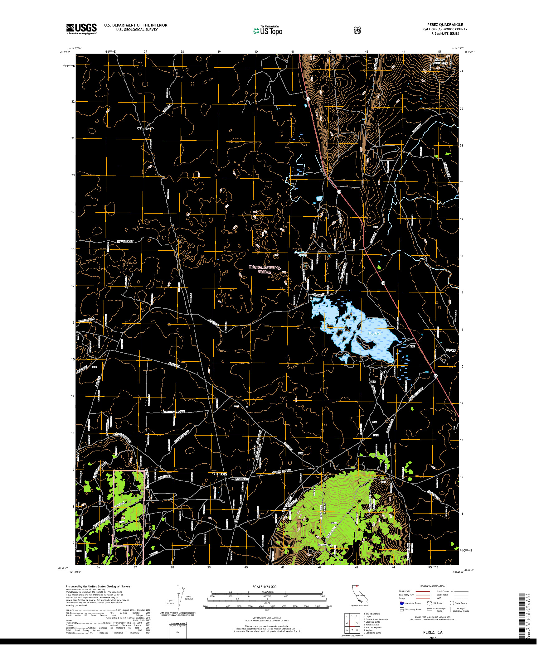 USGS US TOPO 7.5-MINUTE MAP FOR PEREZ, CA 2018