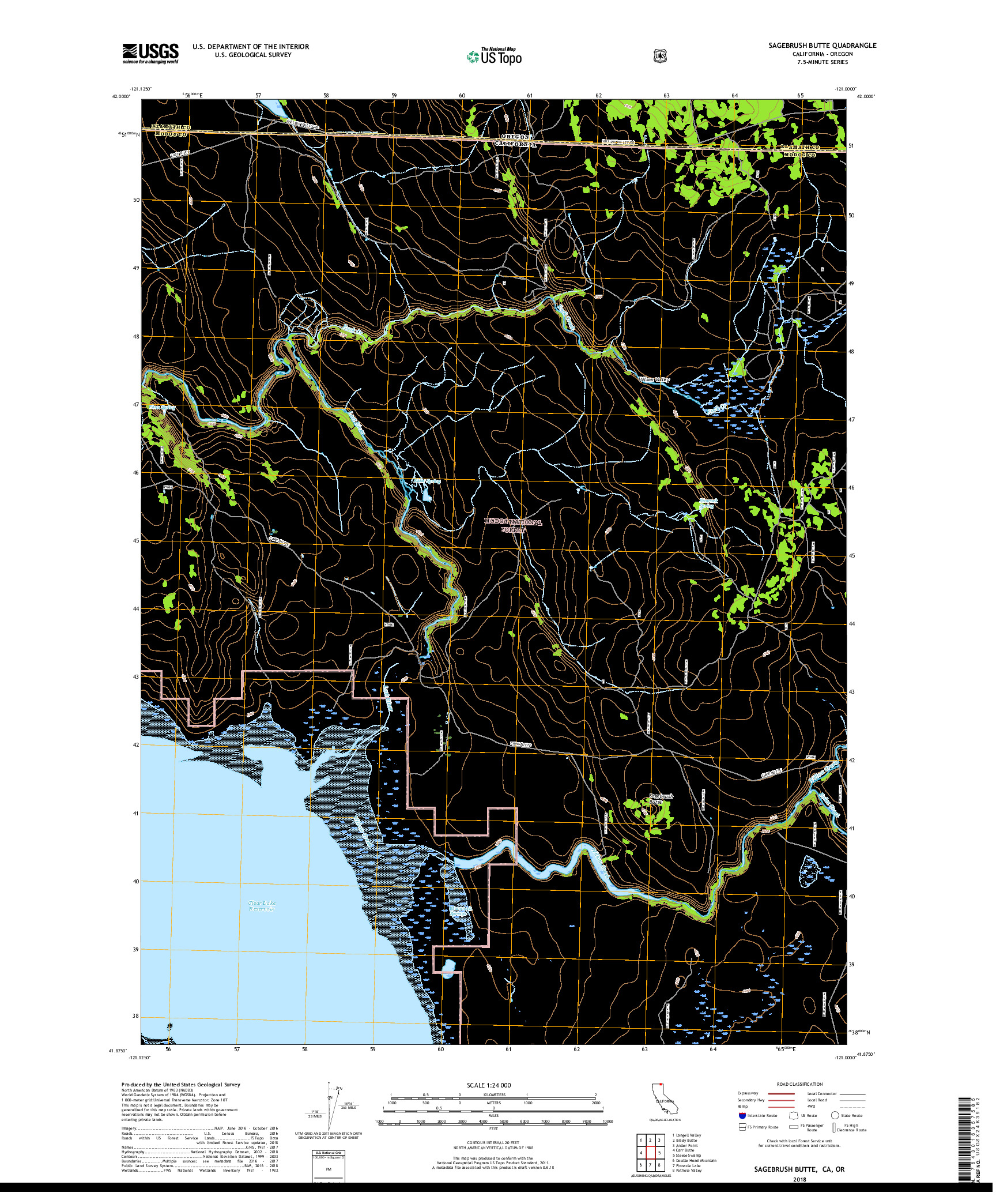 USGS US TOPO 7.5-MINUTE MAP FOR SAGEBRUSH BUTTE, CA,OR 2018