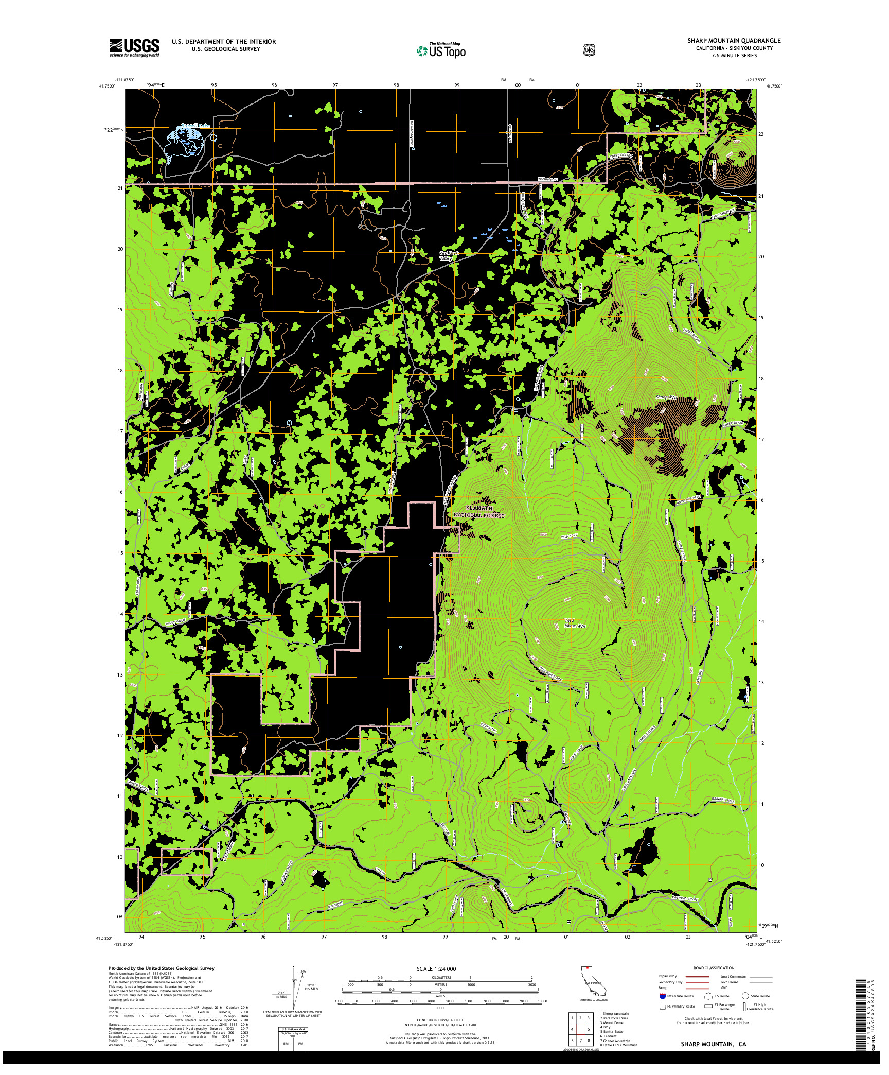 USGS US TOPO 7.5-MINUTE MAP FOR SHARP MOUNTAIN, CA 2018