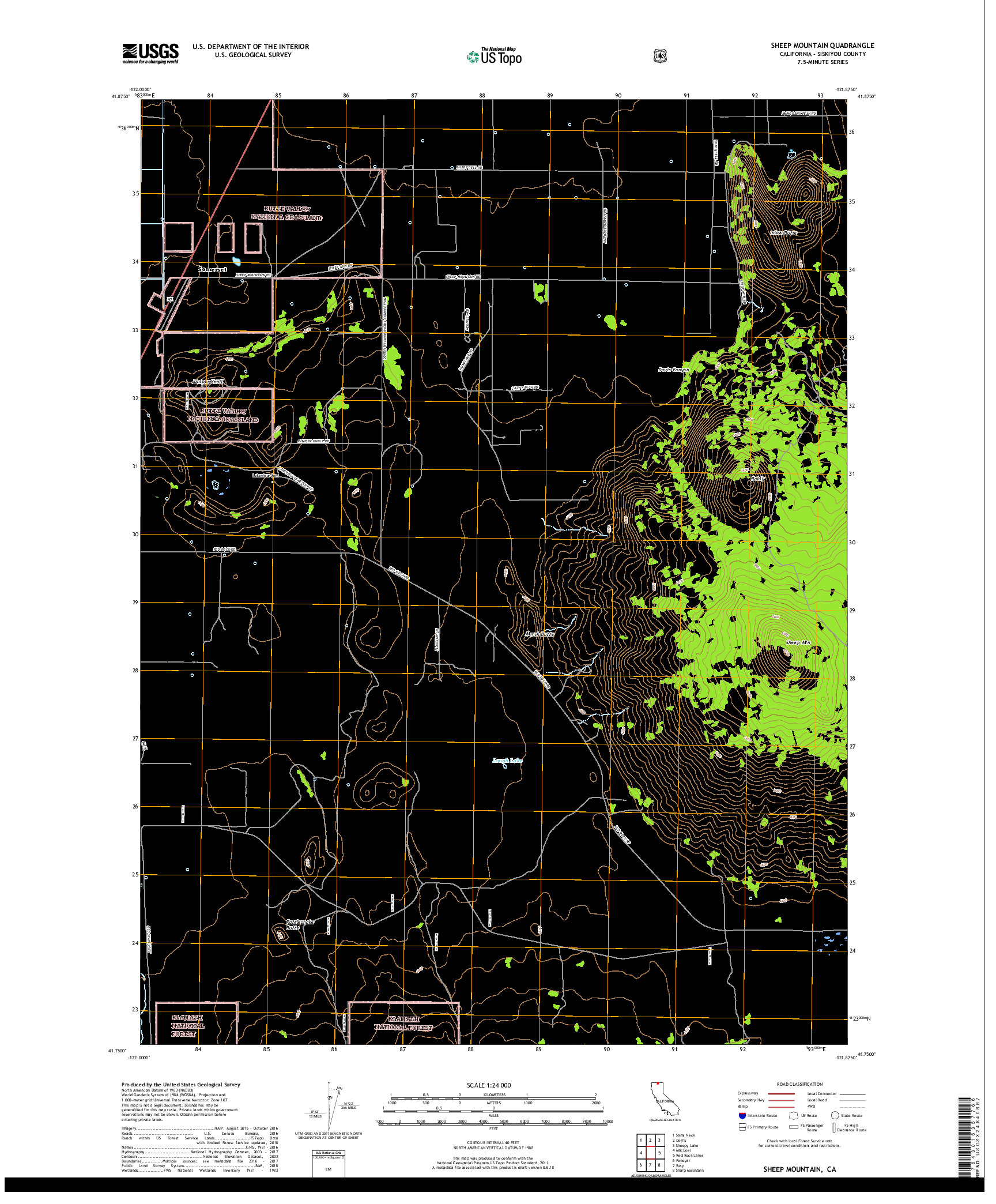 USGS US TOPO 7.5-MINUTE MAP FOR SHEEP MOUNTAIN, CA 2018