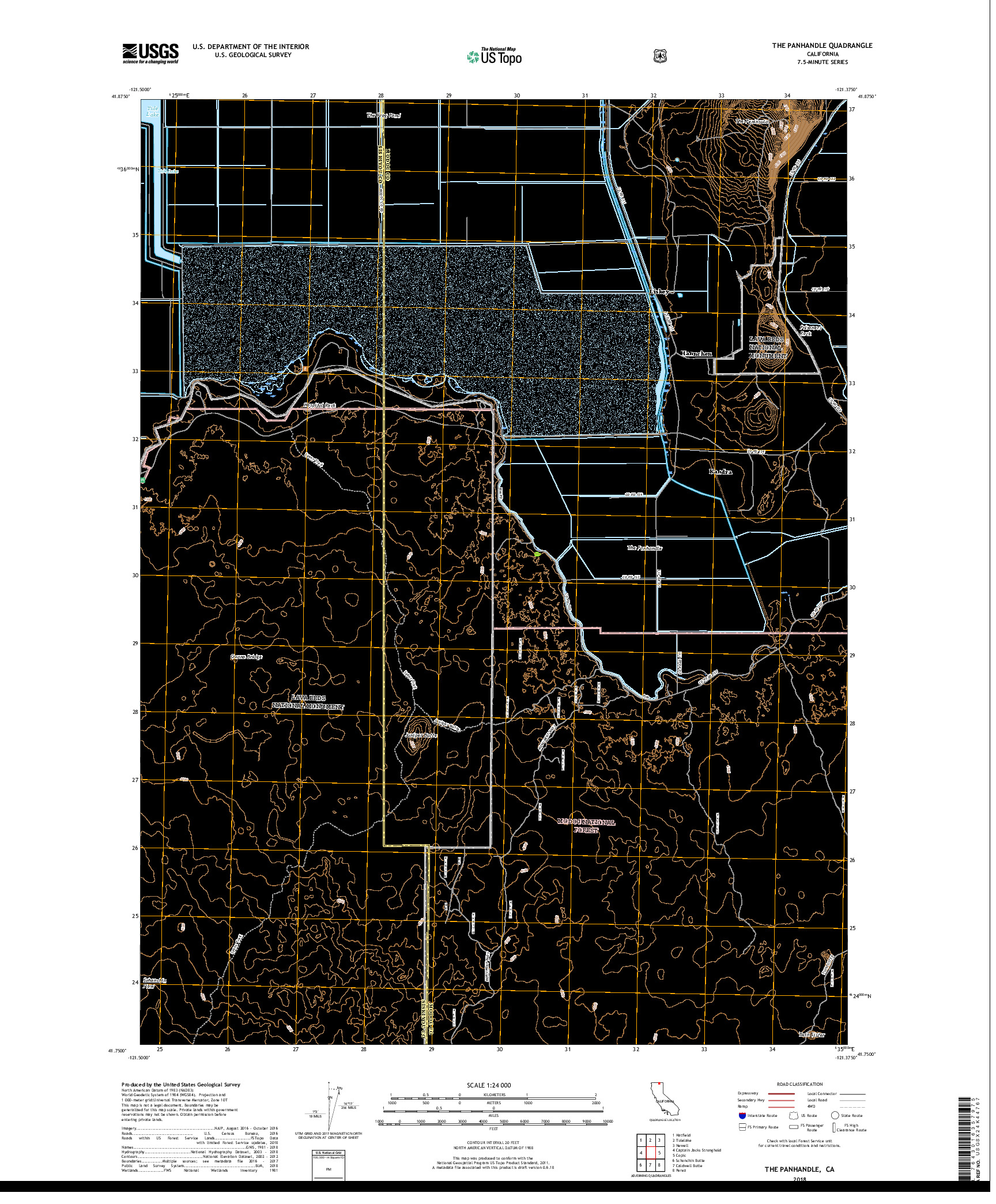 USGS US TOPO 7.5-MINUTE MAP FOR THE PANHANDLE, CA 2018