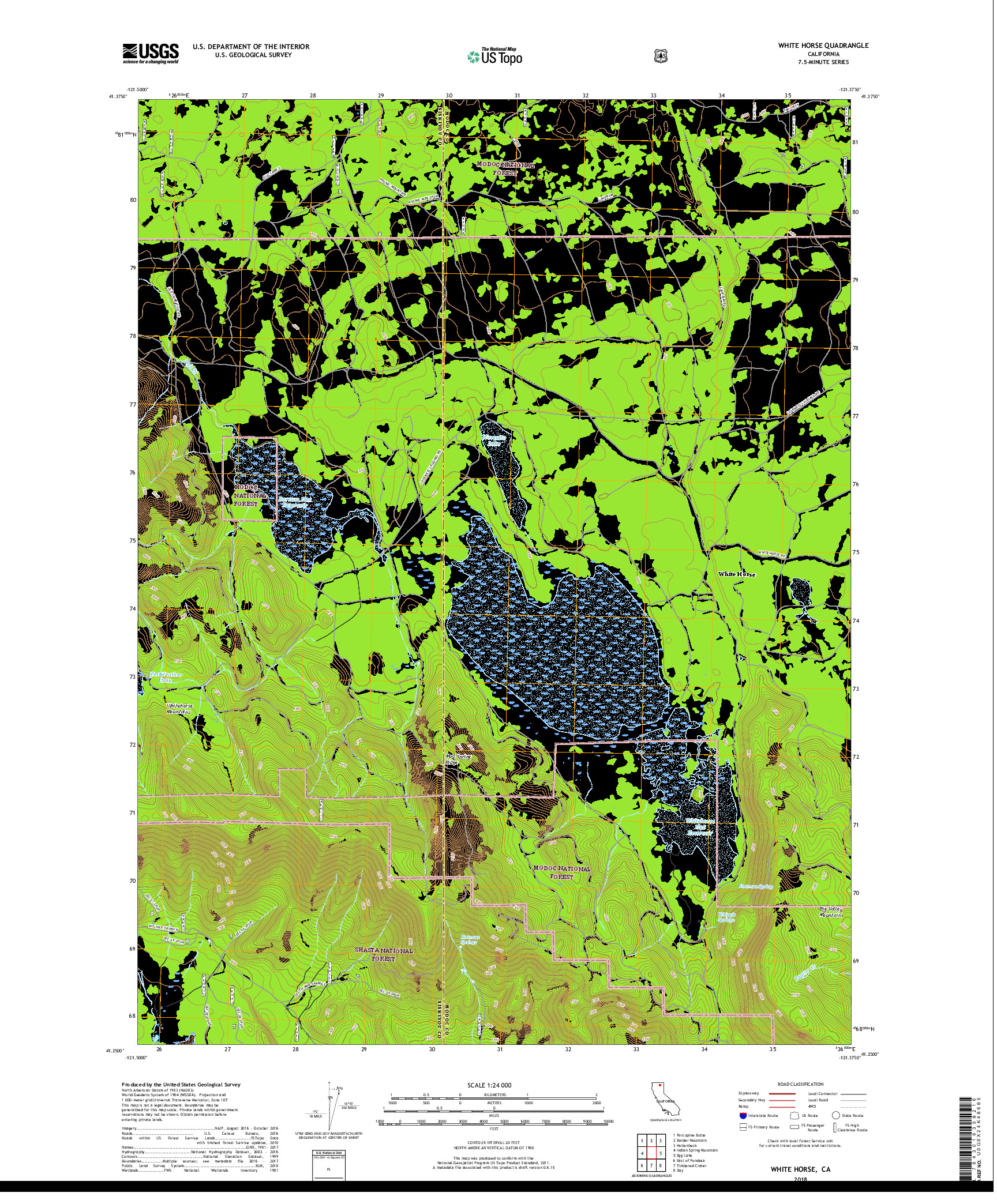 USGS US TOPO 7.5-MINUTE MAP FOR WHITE HORSE, CA 2018