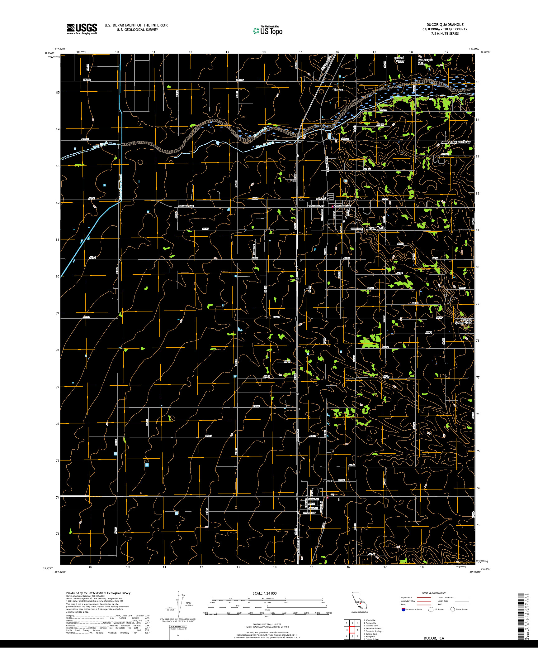 USGS US TOPO 7.5-MINUTE MAP FOR DUCOR, CA 2018