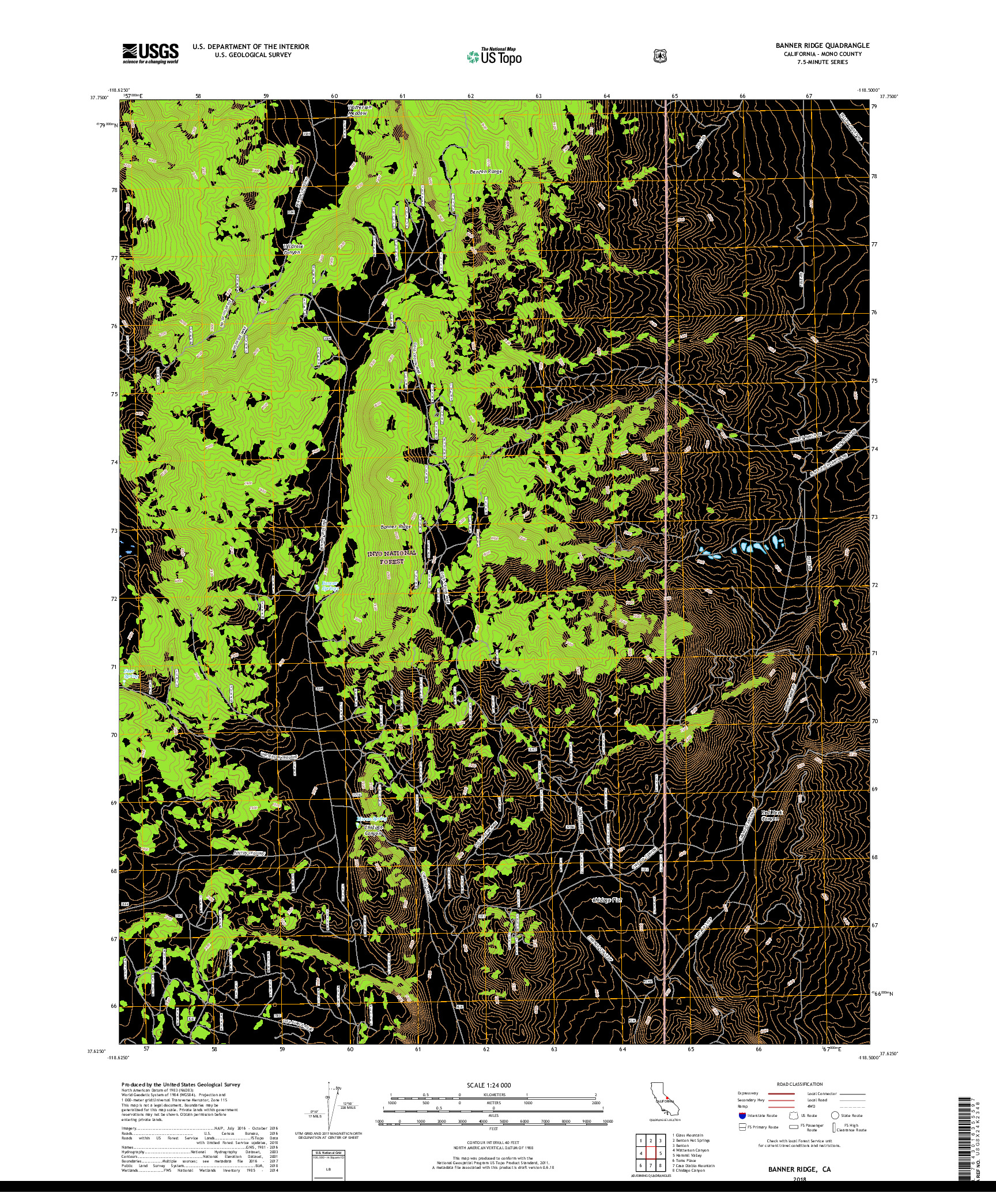 USGS US TOPO 7.5-MINUTE MAP FOR BANNER RIDGE, CA 2018