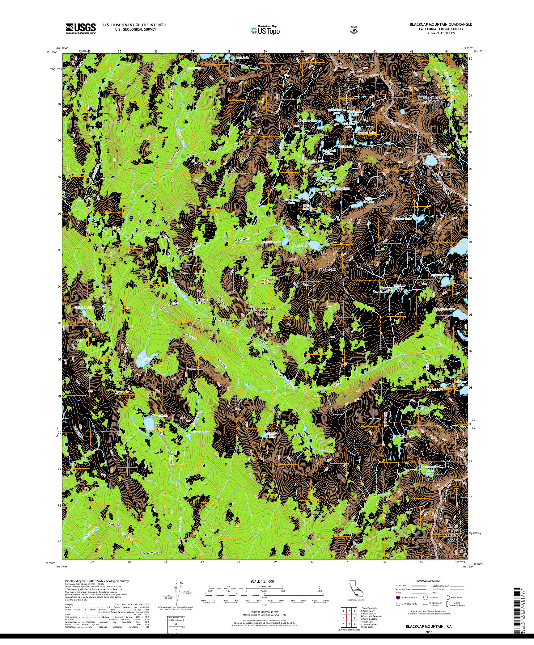 USGS US TOPO 7.5-MINUTE MAP FOR BLACKCAP MOUNTAIN, CA 2018