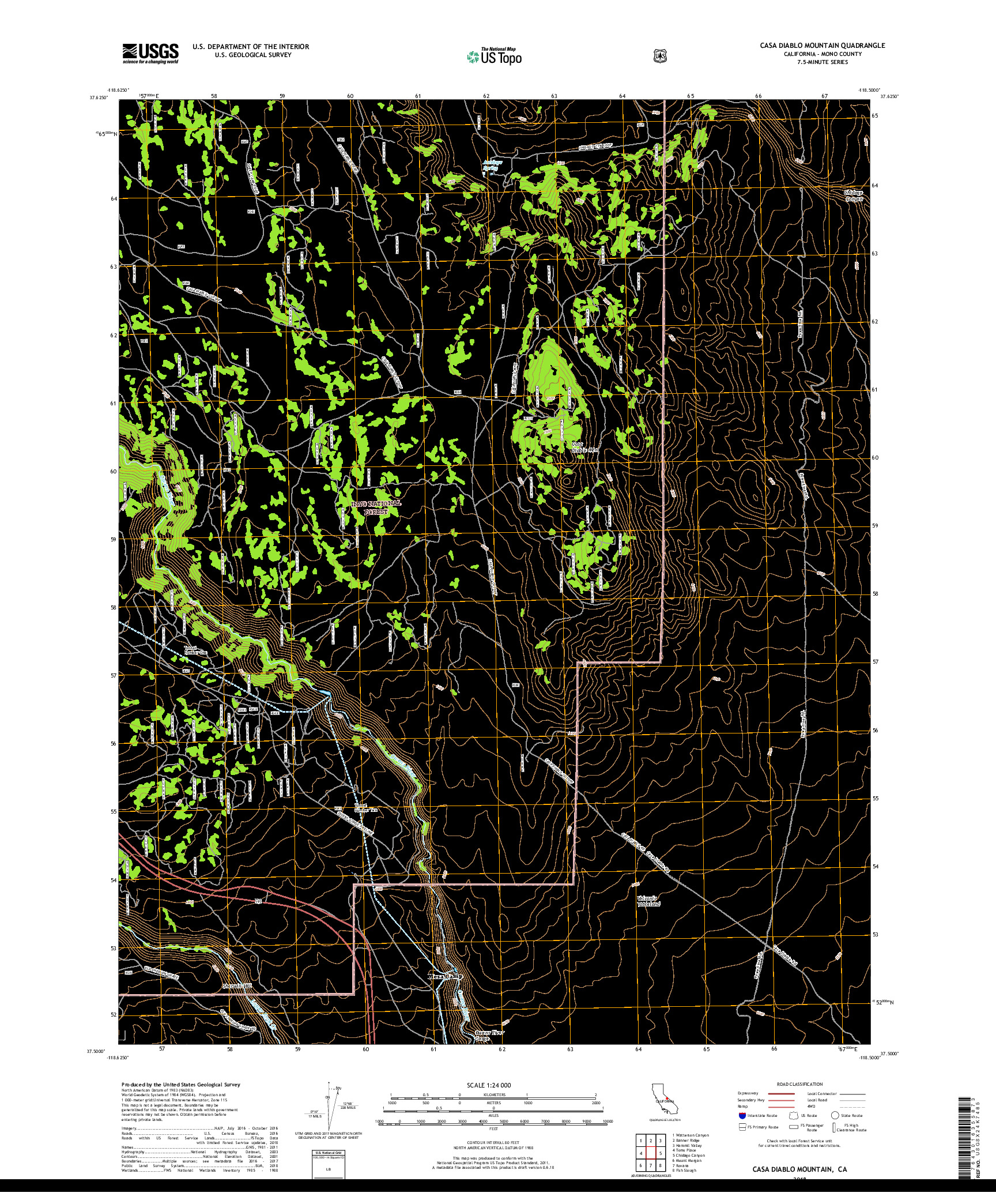 USGS US TOPO 7.5-MINUTE MAP FOR CASA DIABLO MOUNTAIN, CA 2018