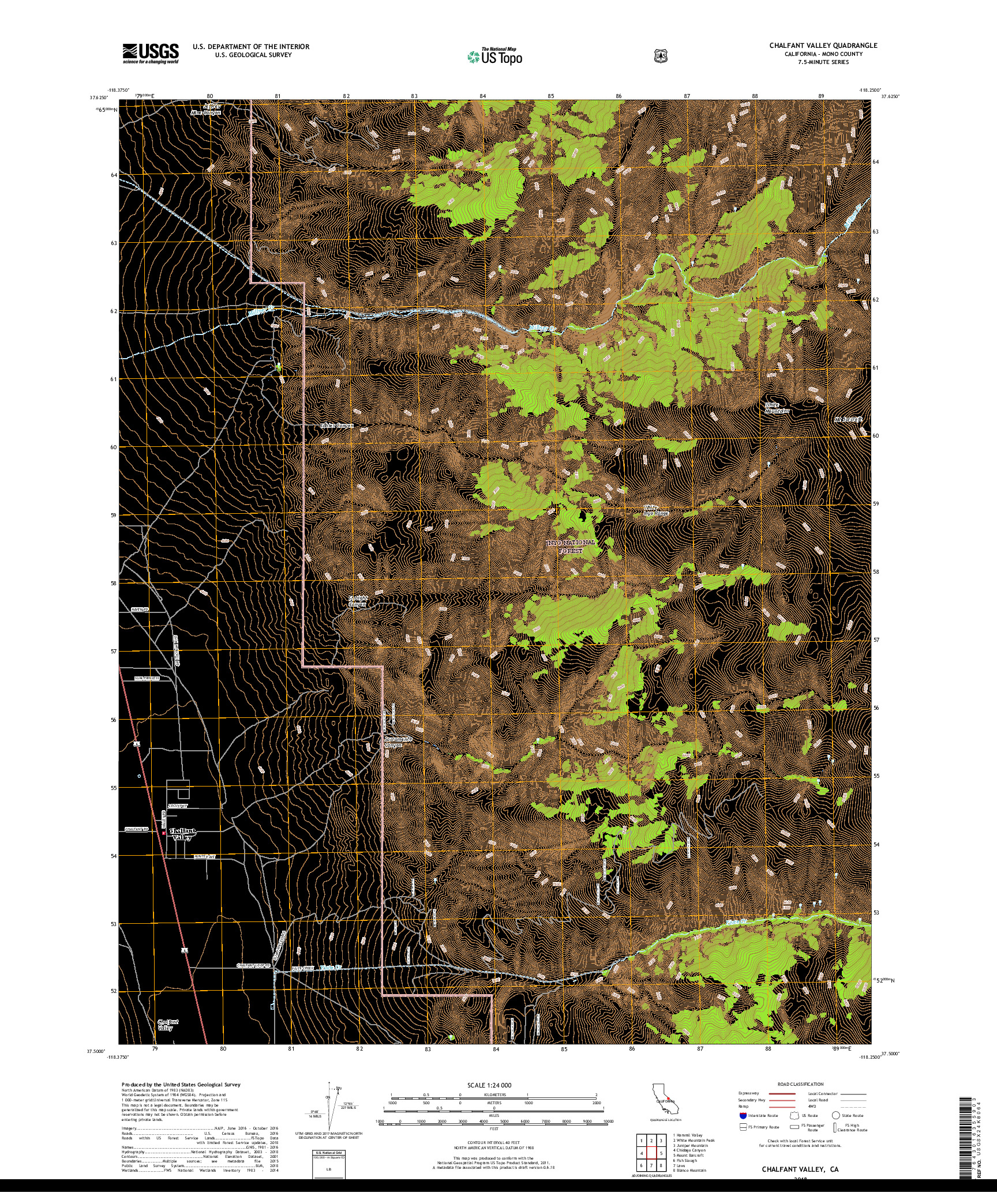 USGS US TOPO 7.5-MINUTE MAP FOR CHALFANT VALLEY, CA 2018