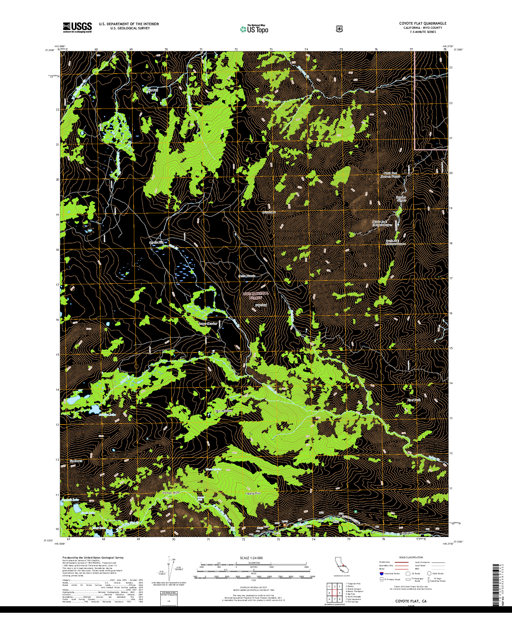 USGS US TOPO 7.5-MINUTE MAP FOR COYOTE FLAT, CA 2018