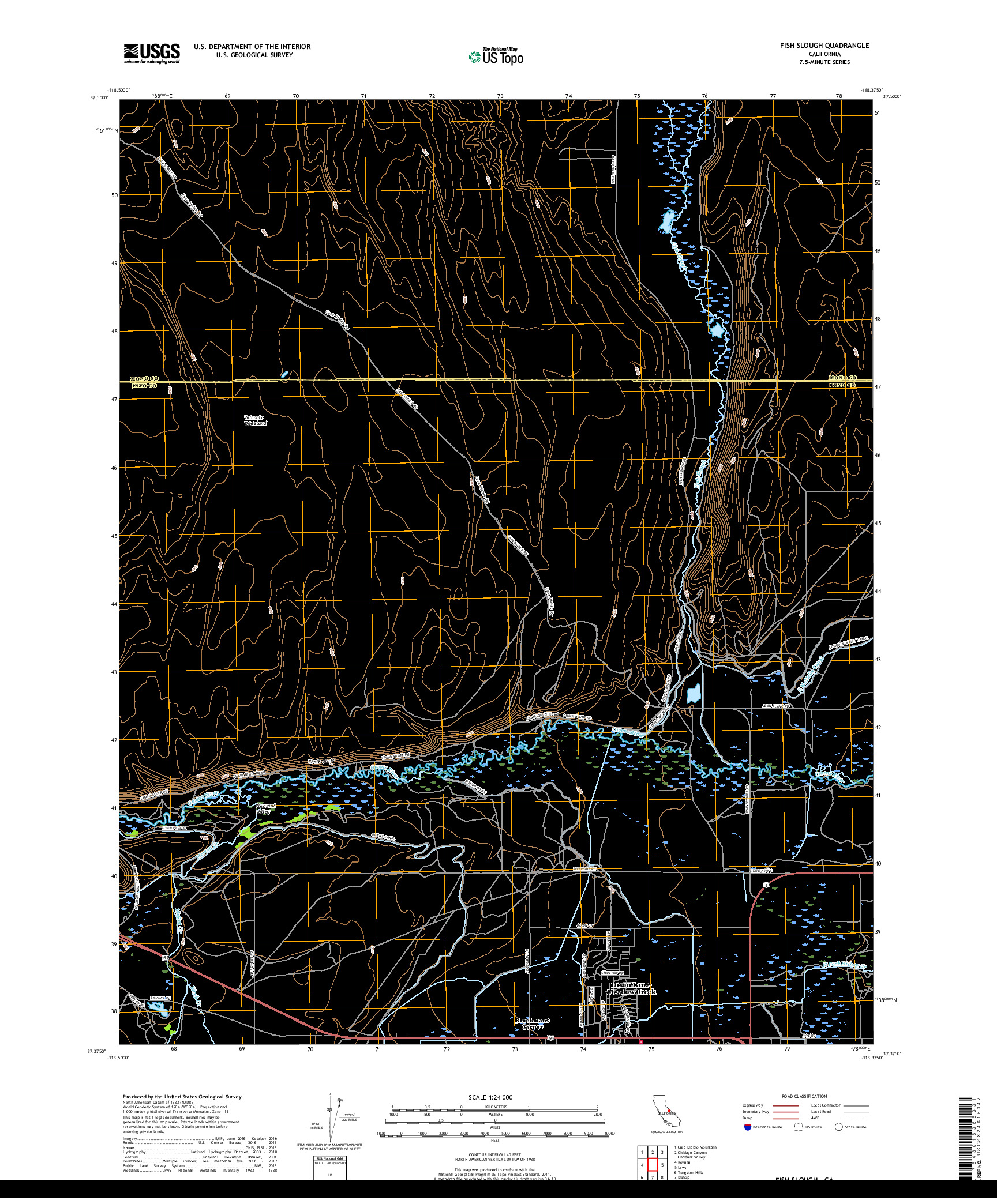 USGS US TOPO 7.5-MINUTE MAP FOR FISH SLOUGH, CA 2018