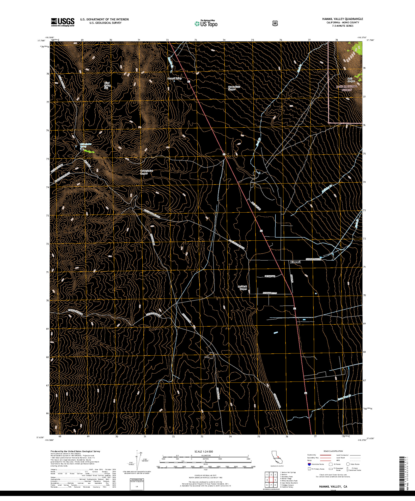 USGS US TOPO 7.5-MINUTE MAP FOR HAMMIL VALLEY, CA 2018