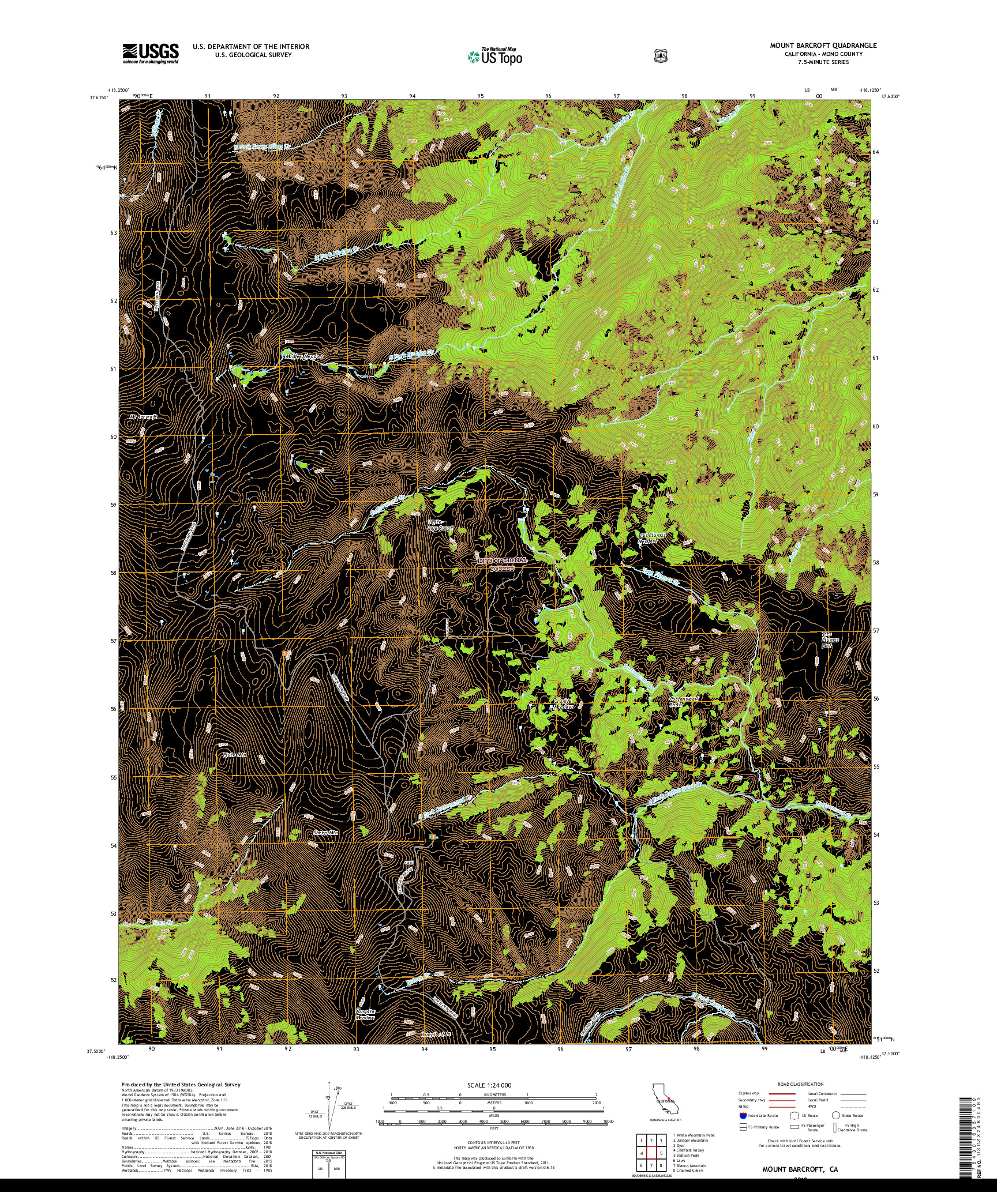 USGS US TOPO 7.5-MINUTE MAP FOR MOUNT BARCROFT, CA 2018