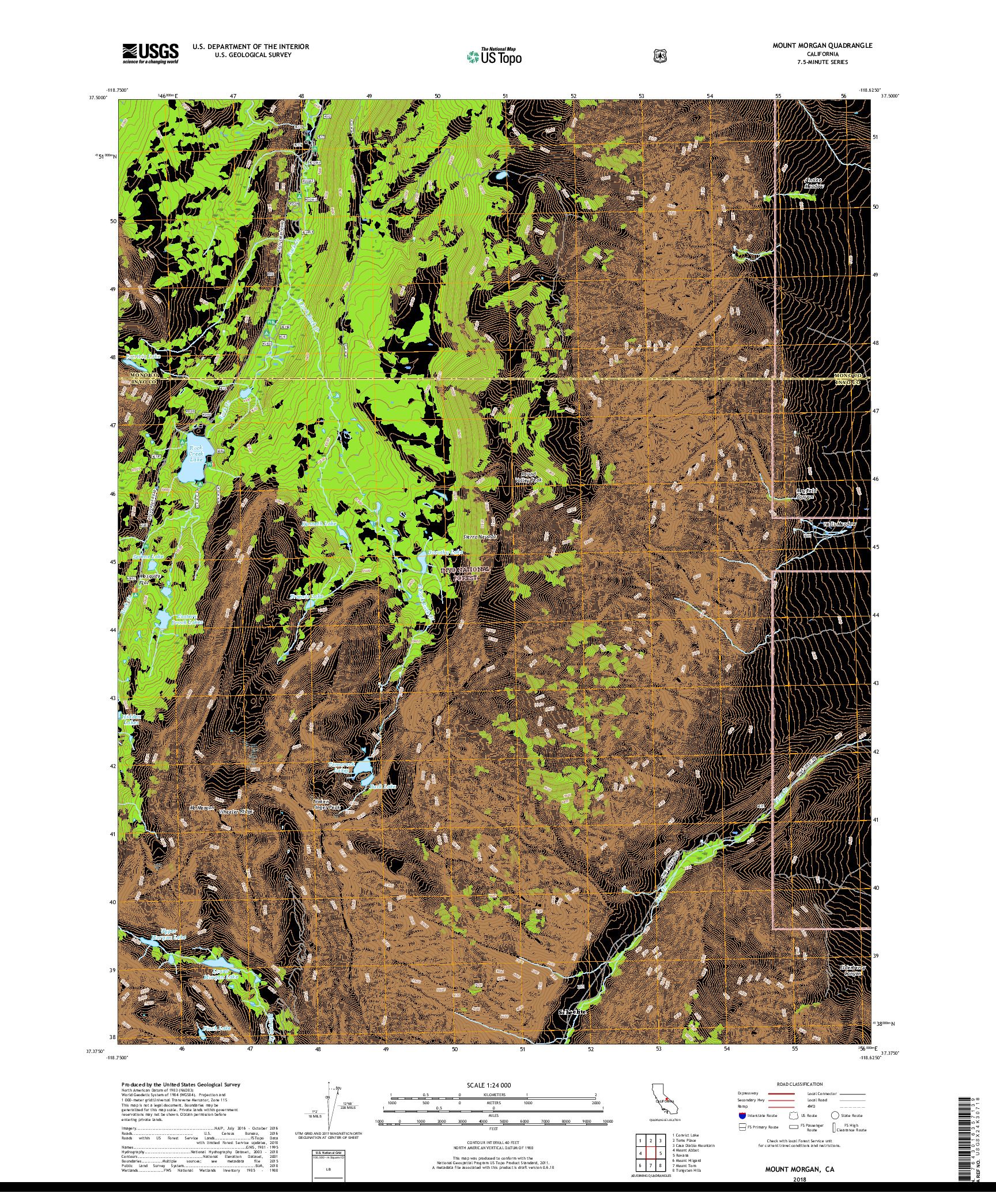 USGS US TOPO 7.5-MINUTE MAP FOR MOUNT MORGAN, CA 2018