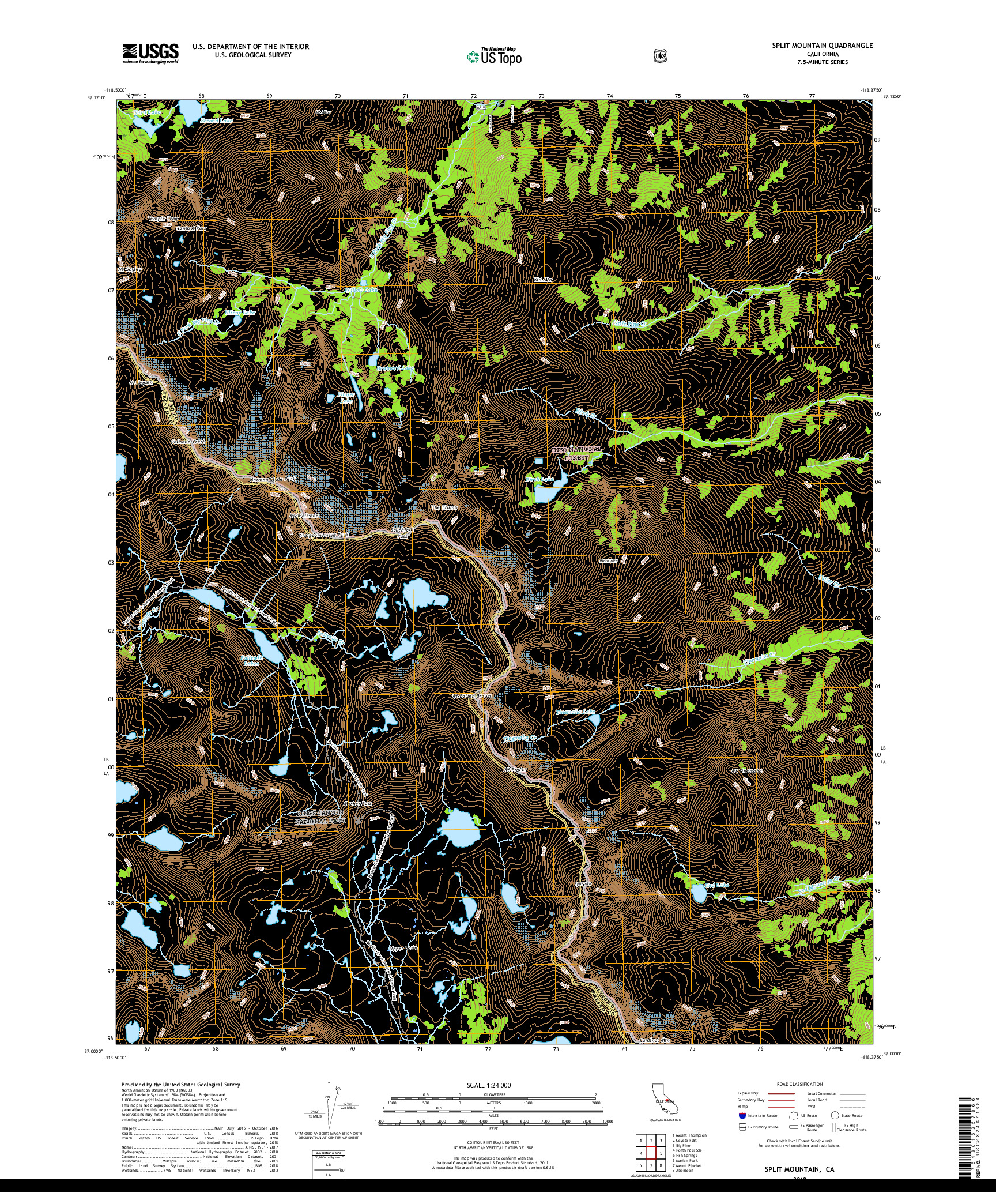 USGS US TOPO 7.5-MINUTE MAP FOR SPLIT MOUNTAIN, CA 2018