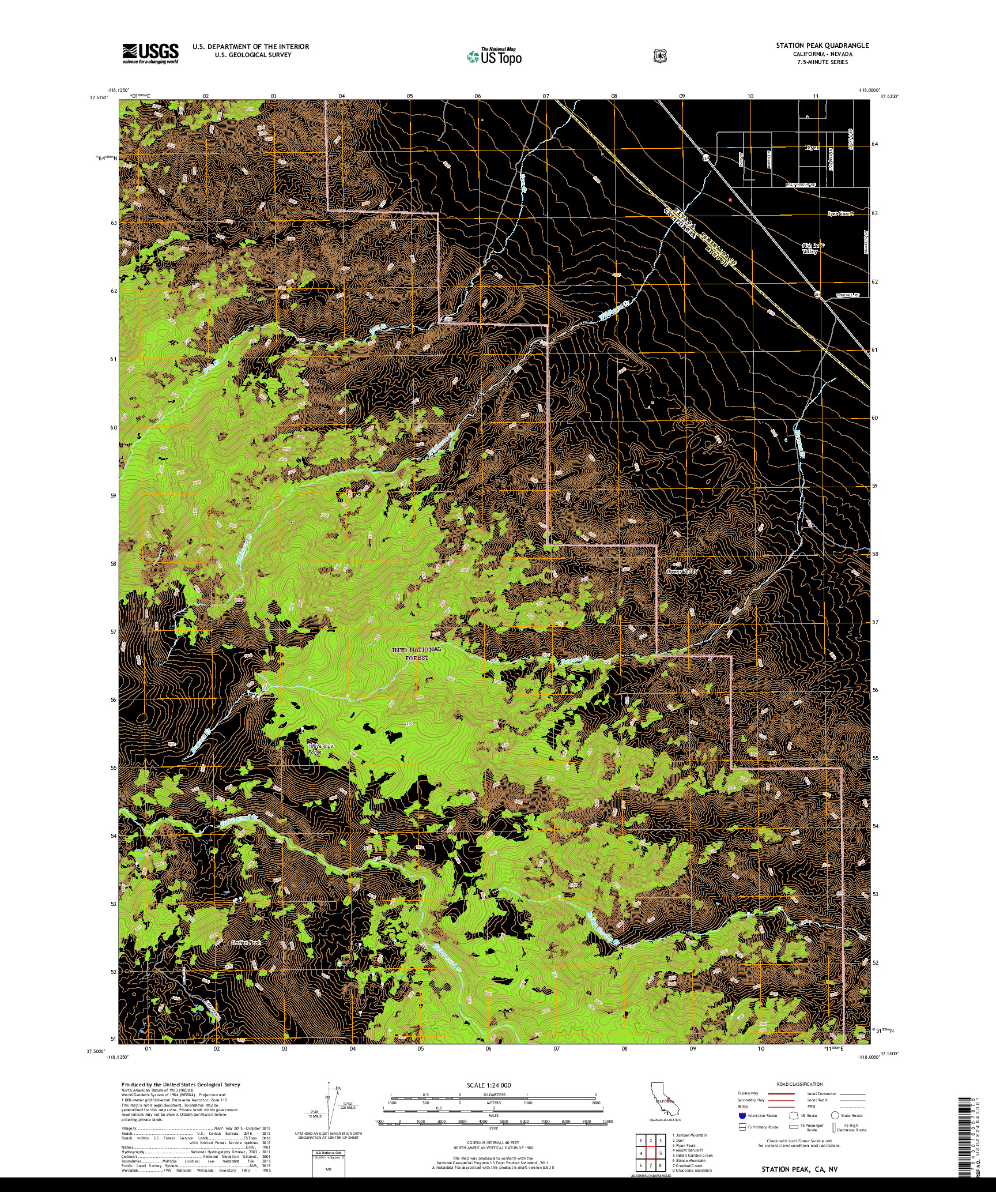 USGS US TOPO 7.5-MINUTE MAP FOR STATION PEAK, CA,NV 2018