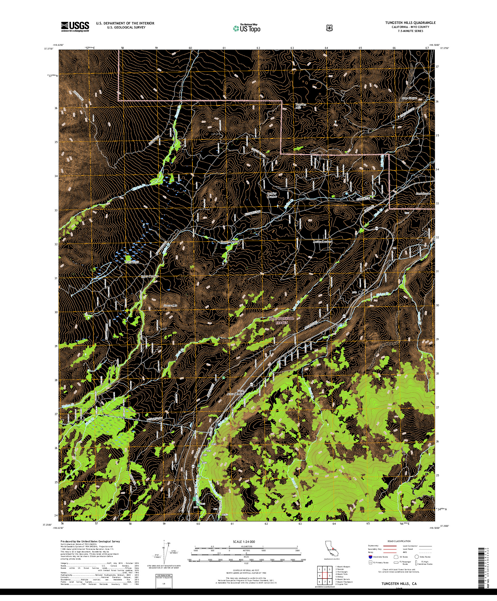 USGS US TOPO 7.5-MINUTE MAP FOR TUNGSTEN HILLS, CA 2018