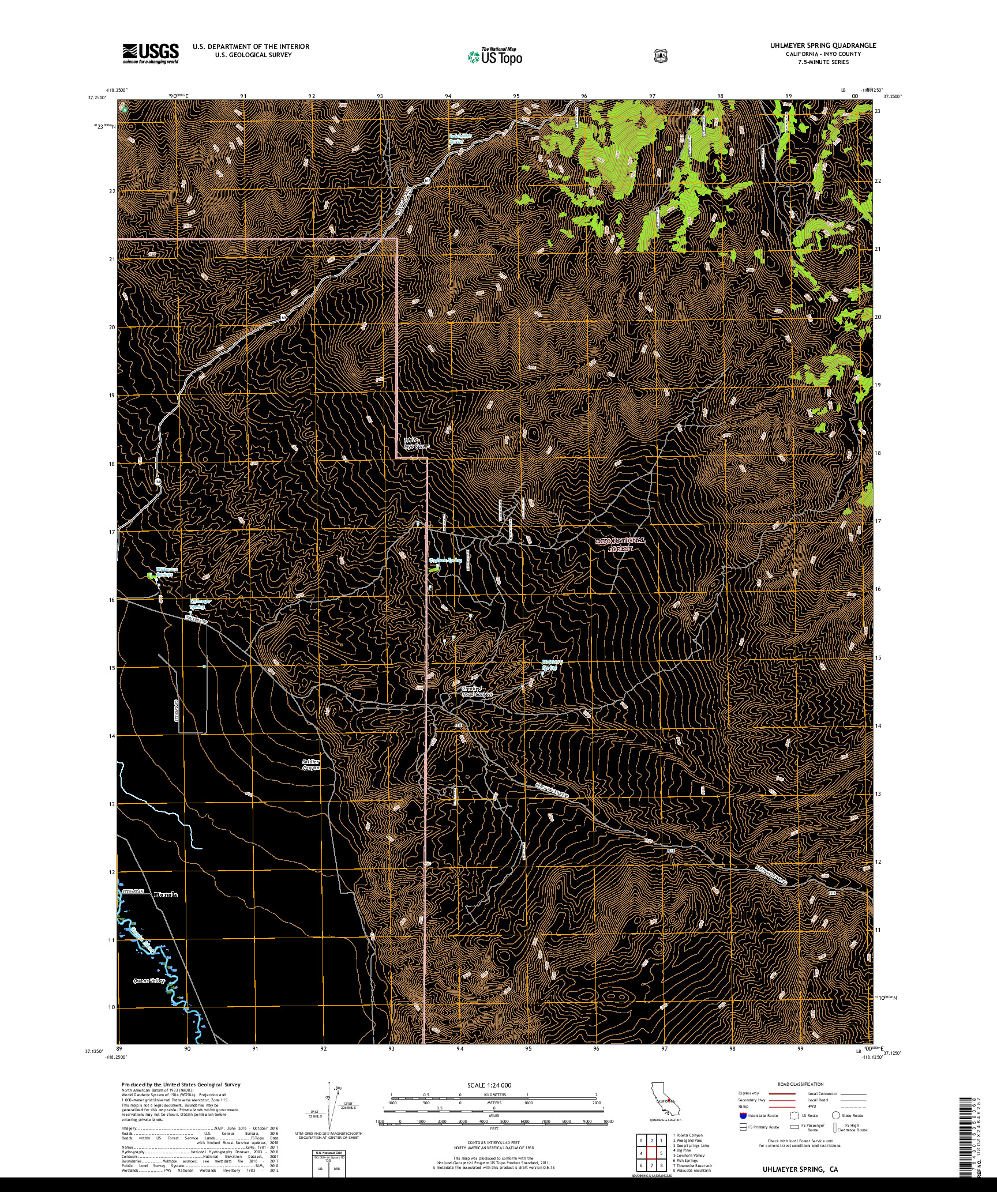 USGS US TOPO 7.5-MINUTE MAP FOR UHLMEYER SPRING, CA 2018