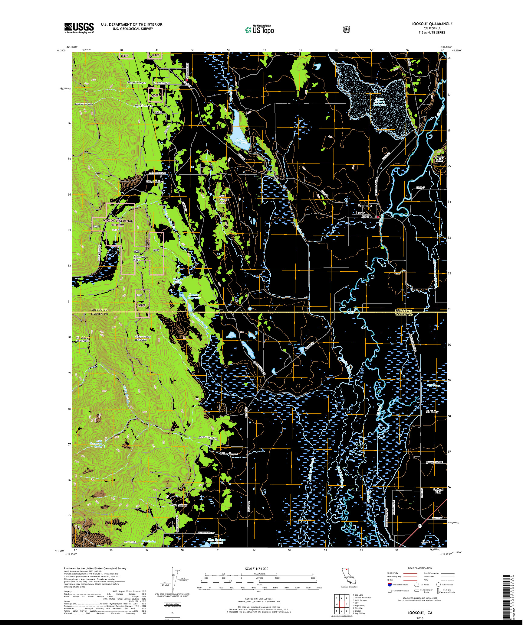 USGS US TOPO 7.5-MINUTE MAP FOR LOOKOUT, CA 2018