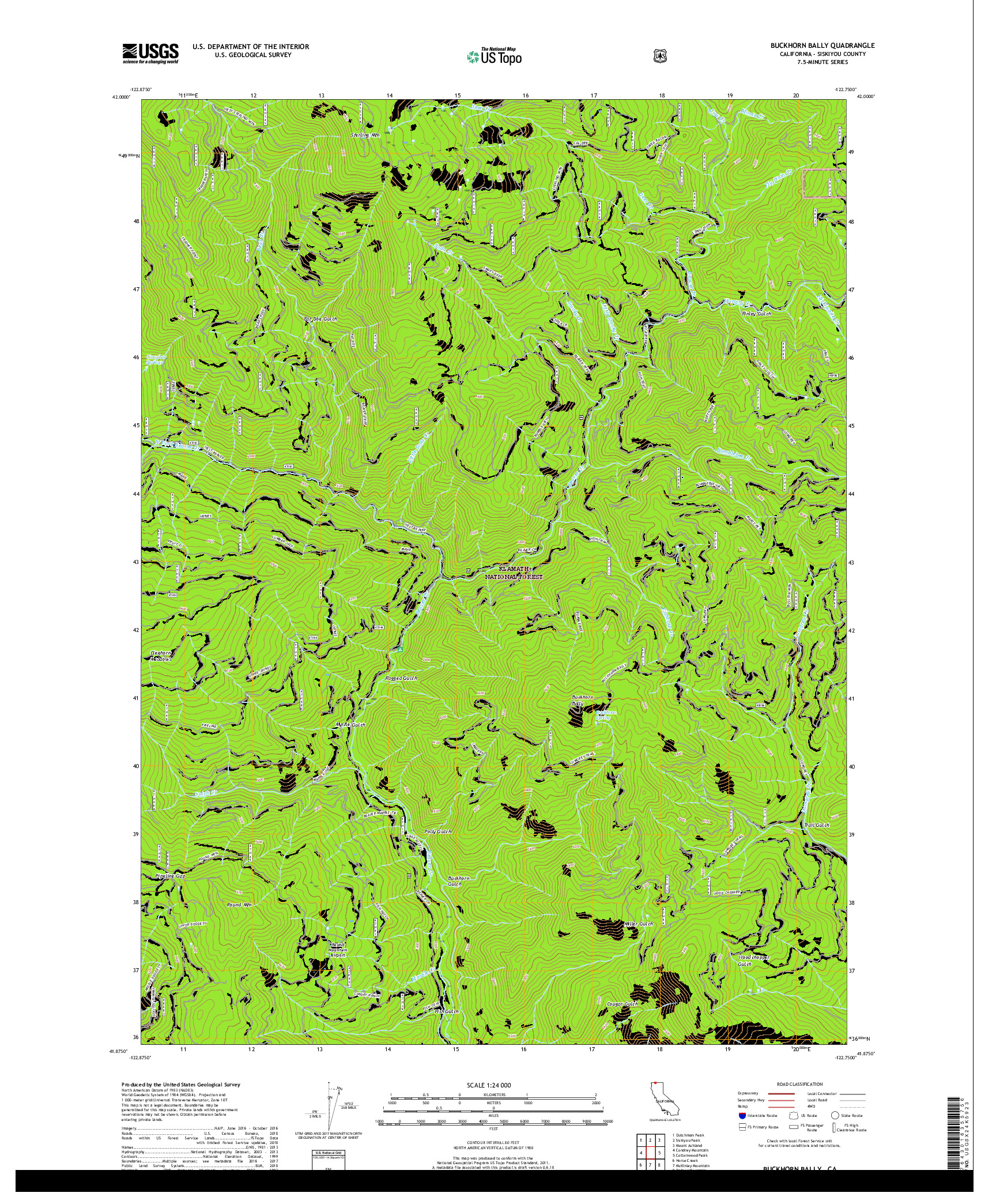 USGS US TOPO 7.5-MINUTE MAP FOR BUCKHORN BALLY, CA 2018