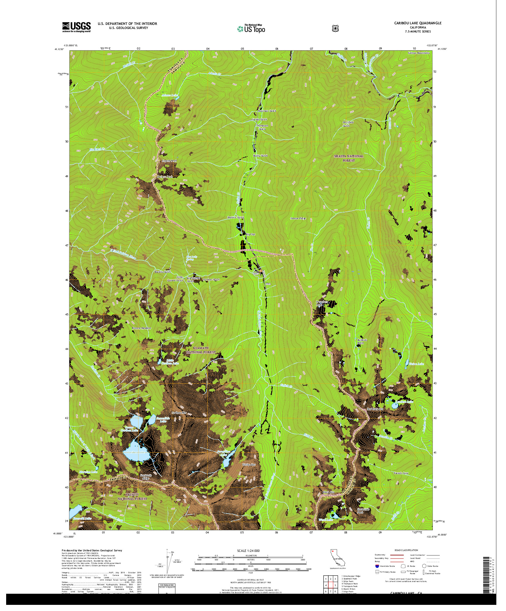 USGS US TOPO 7.5-MINUTE MAP FOR CARIBOU LAKE, CA 2018
