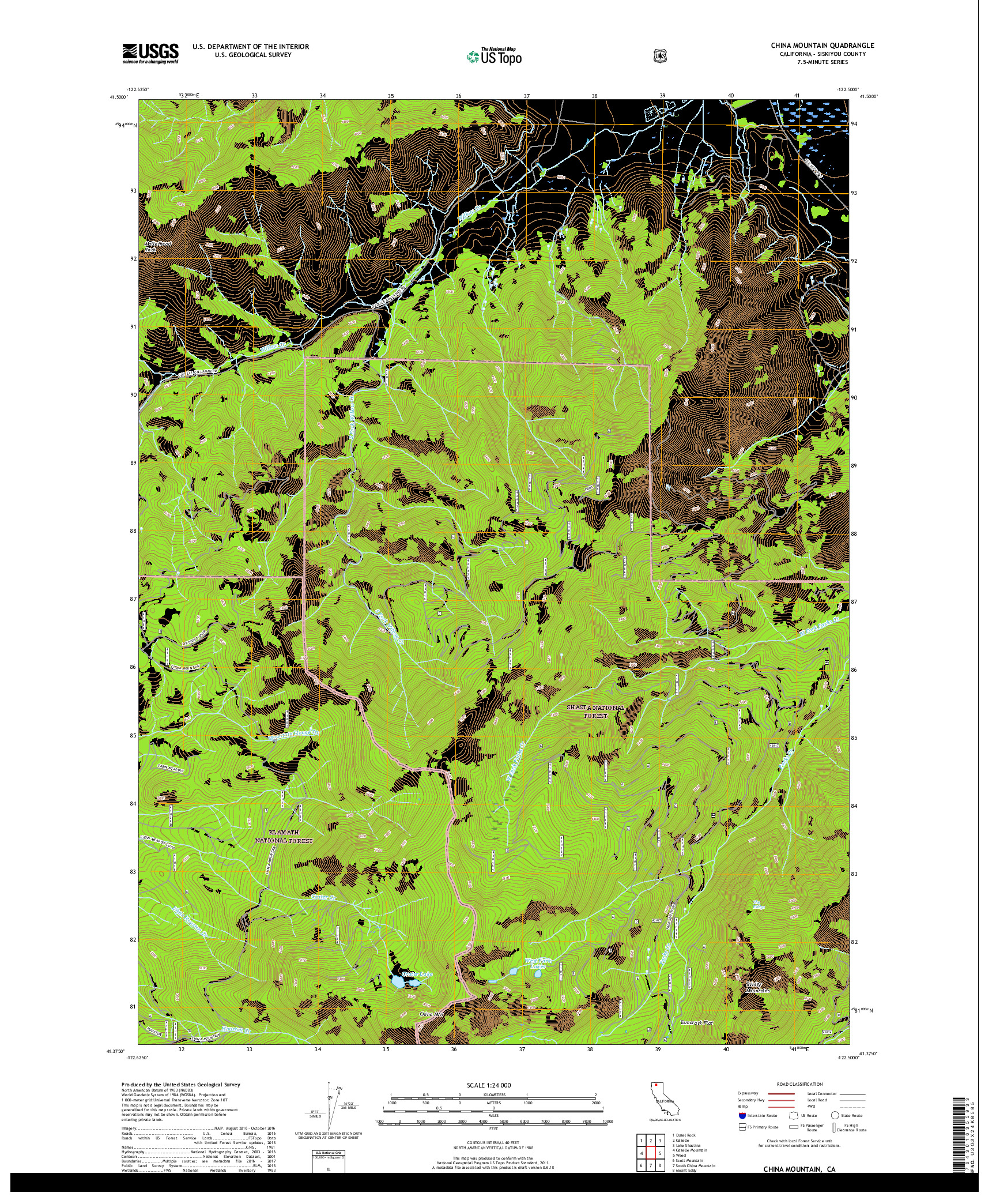 USGS US TOPO 7.5-MINUTE MAP FOR CHINA MOUNTAIN, CA 2018