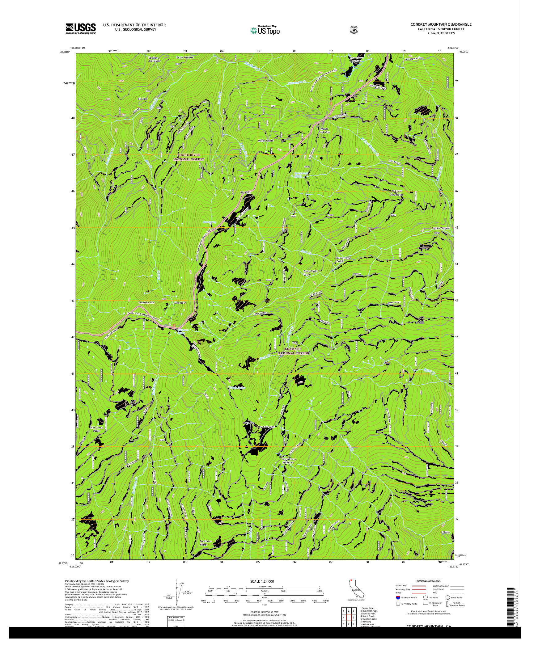 USGS US TOPO 7.5-MINUTE MAP FOR CONDREY MOUNTAIN, CA 2018