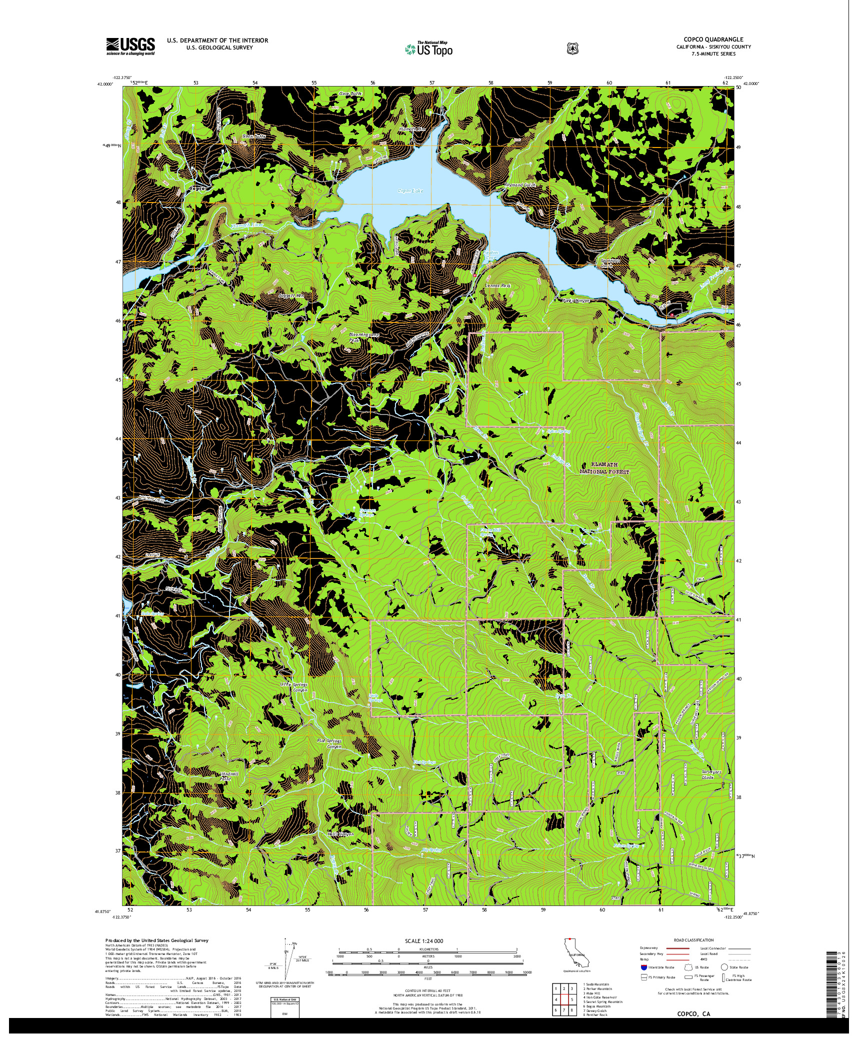 USGS US TOPO 7.5-MINUTE MAP FOR COPCO, CA 2018