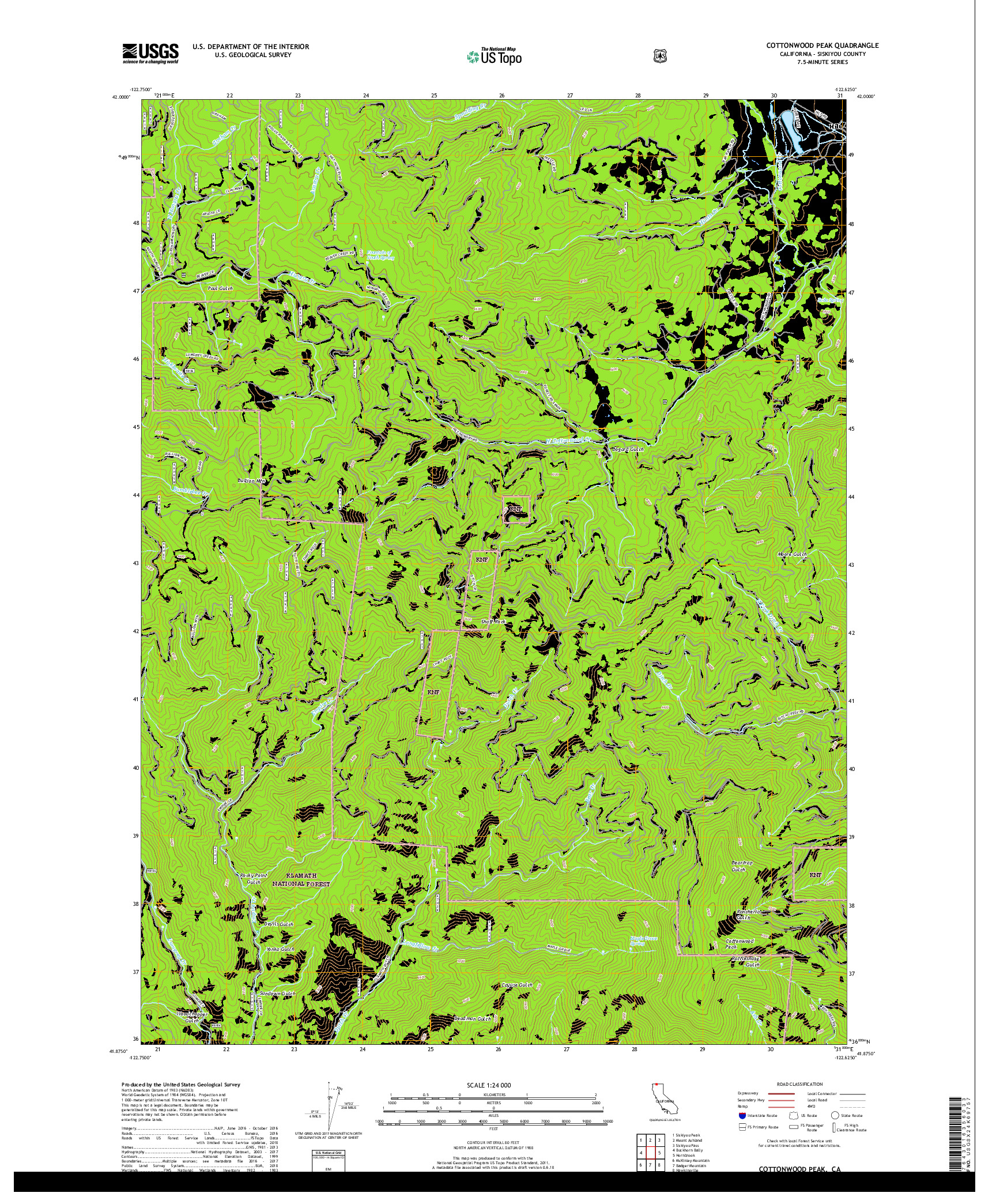 USGS US TOPO 7.5-MINUTE MAP FOR COTTONWOOD PEAK, CA 2018