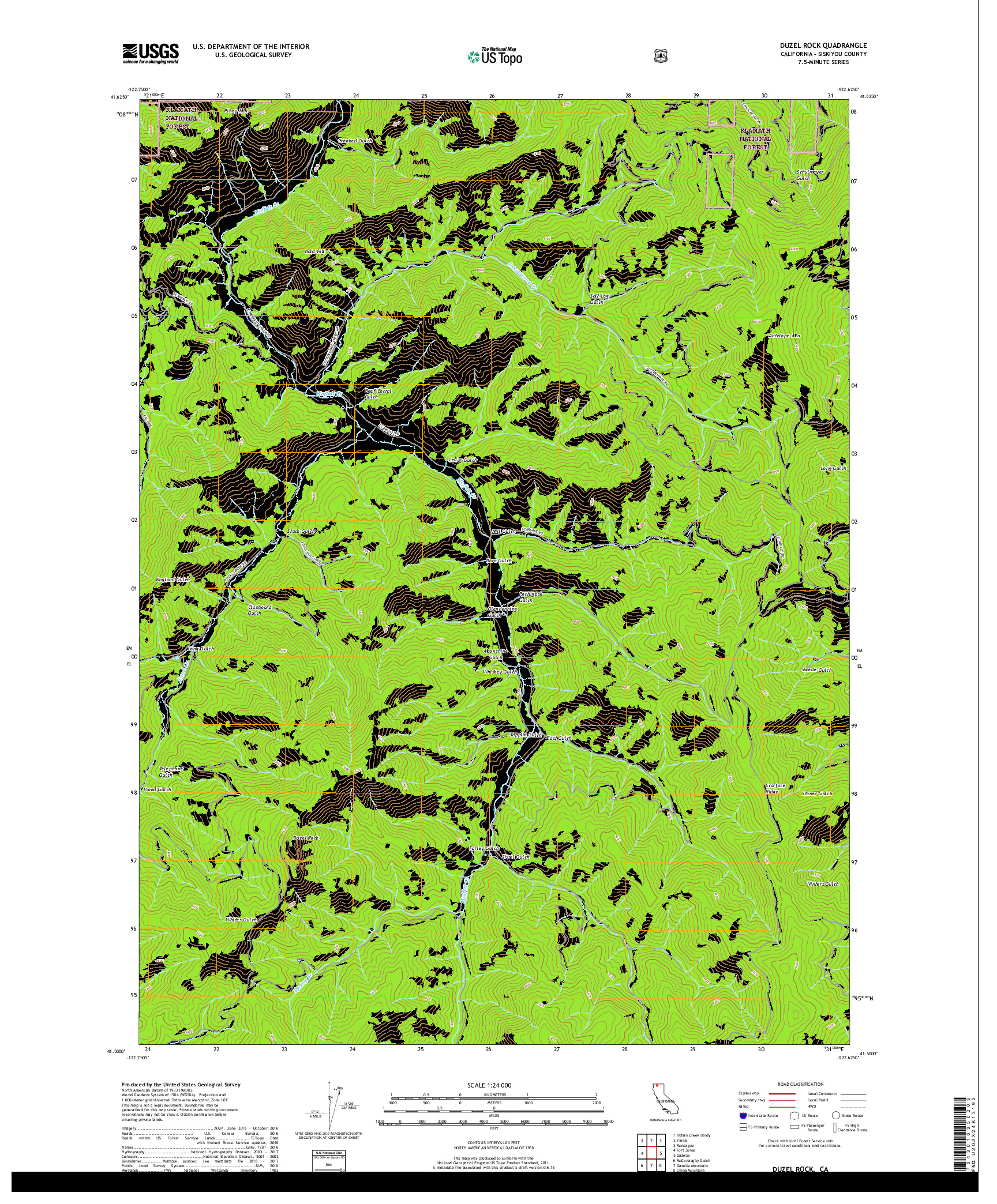 USGS US TOPO 7.5-MINUTE MAP FOR DUZEL ROCK, CA 2018